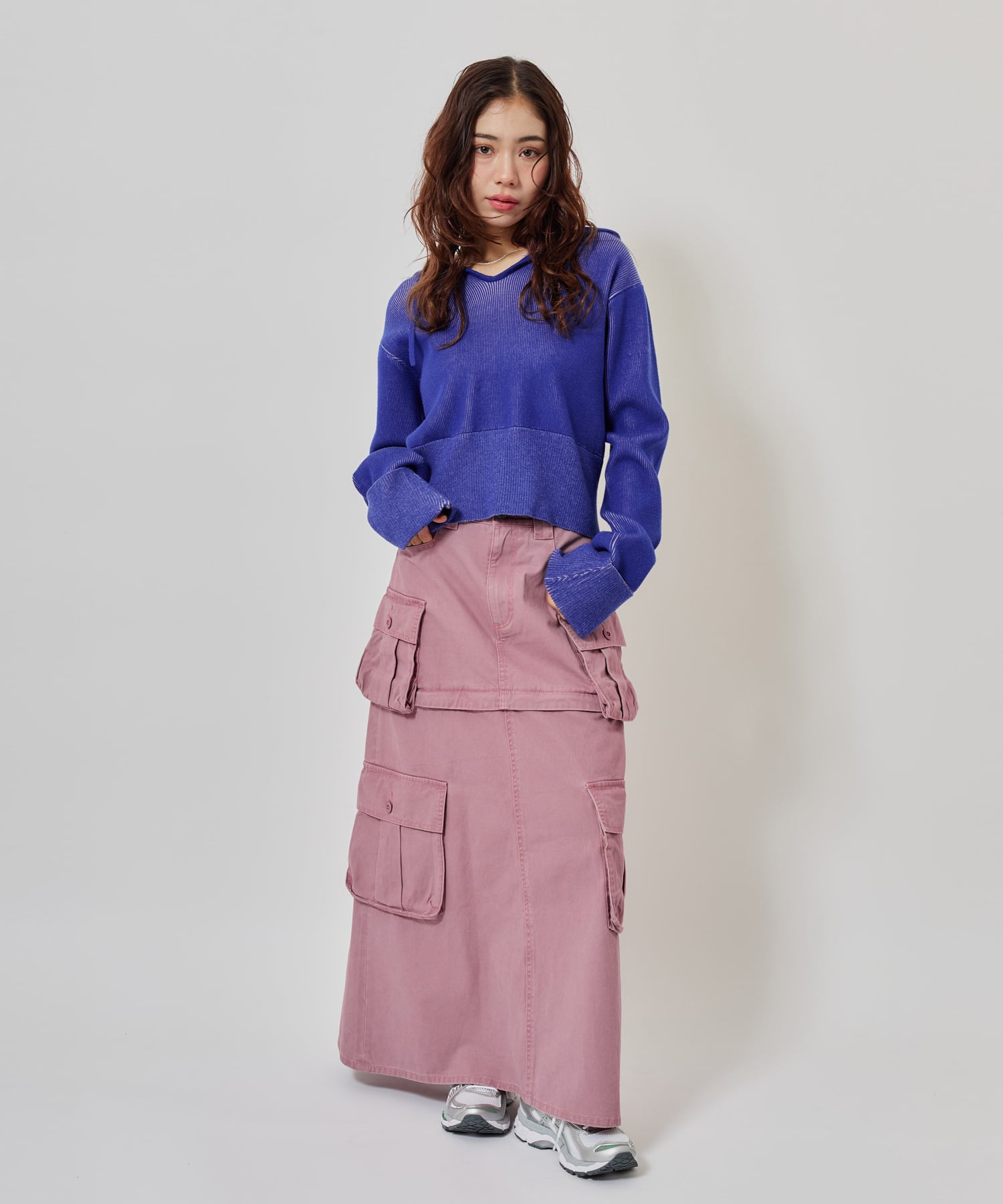 atmos pink Plating Knit Hoodie BLUEの画像