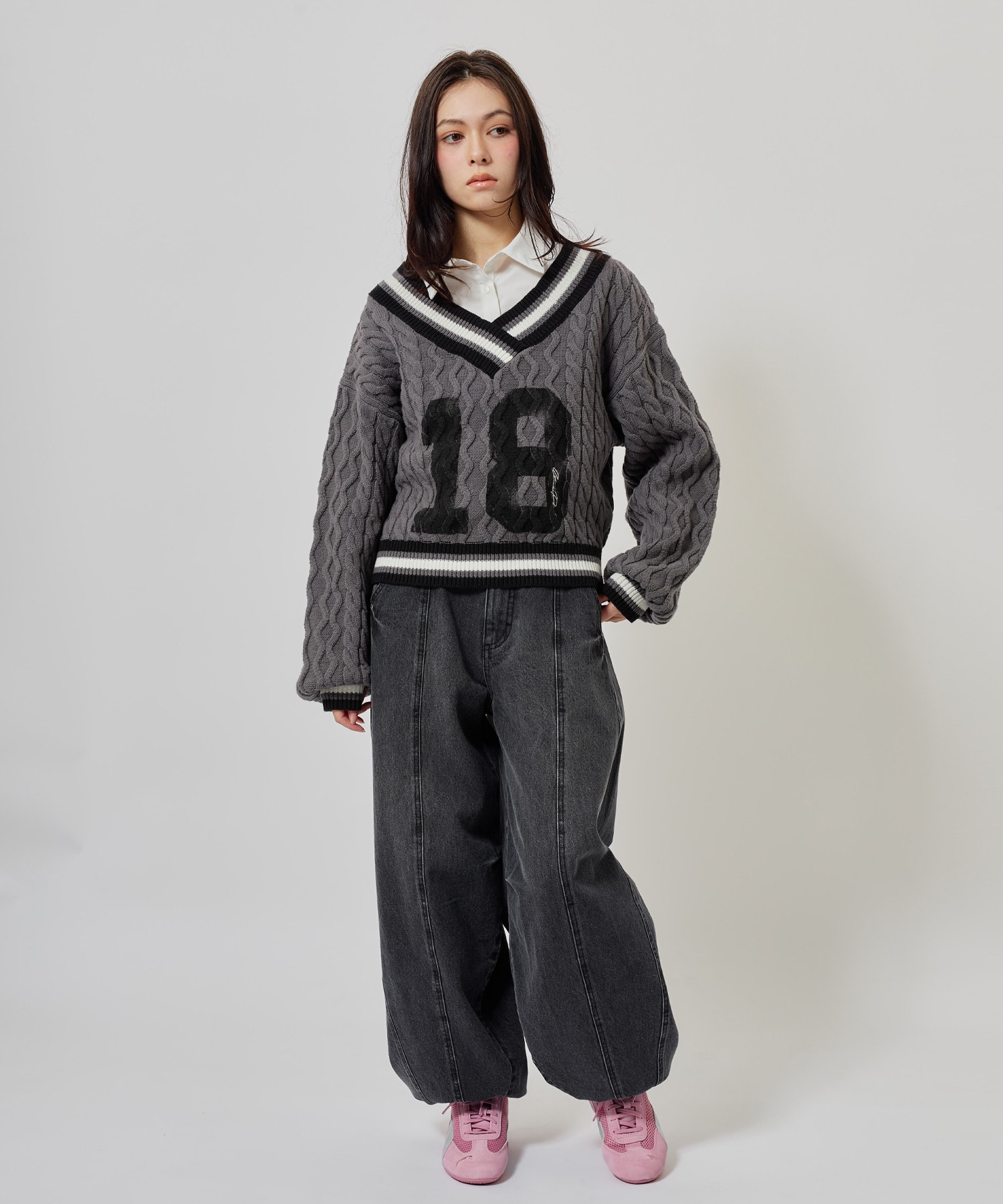 atmos pink Curve Denim Pants BLACKの画像