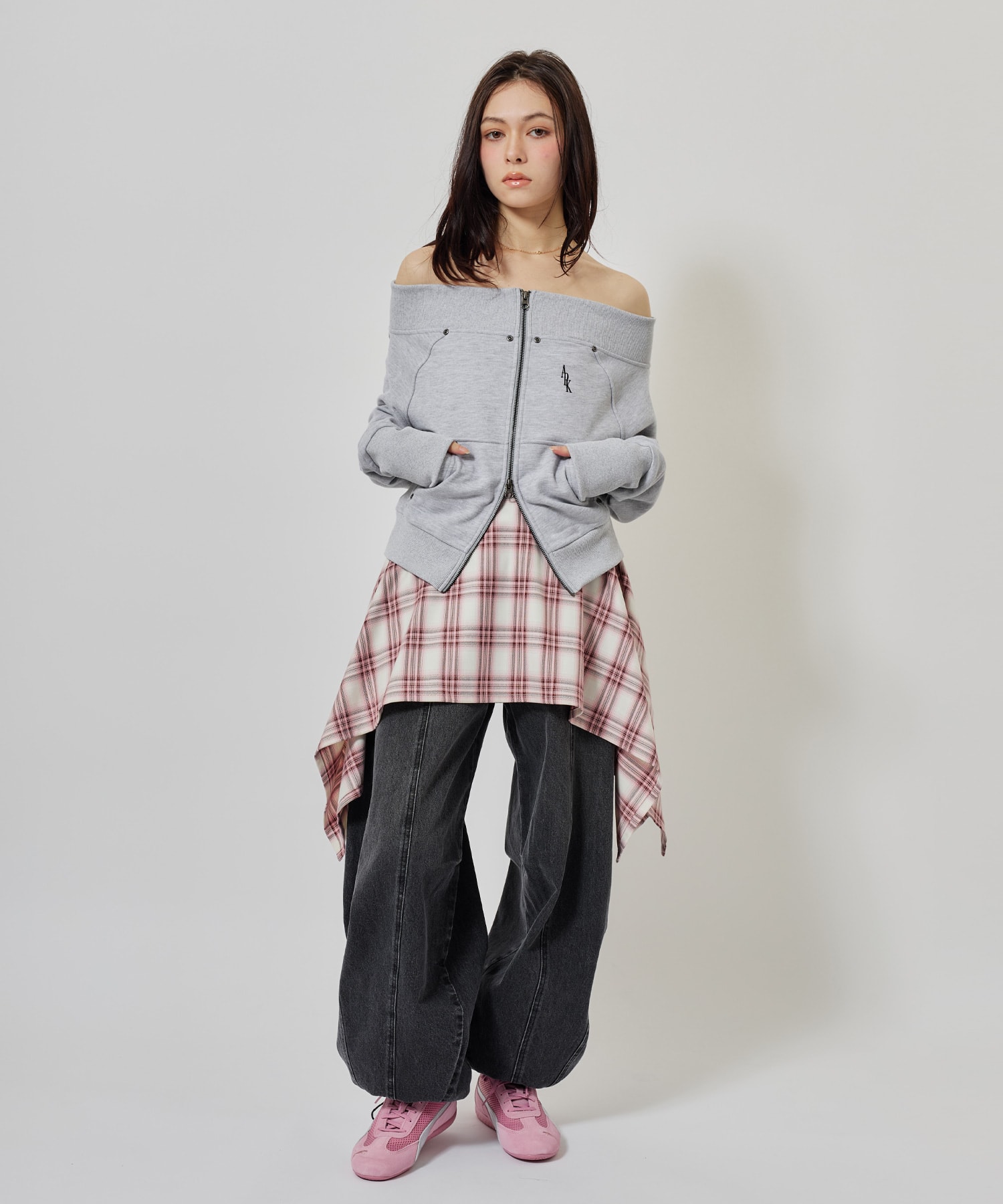 atmos pink Plaid Wrap Skirt PINKの画像