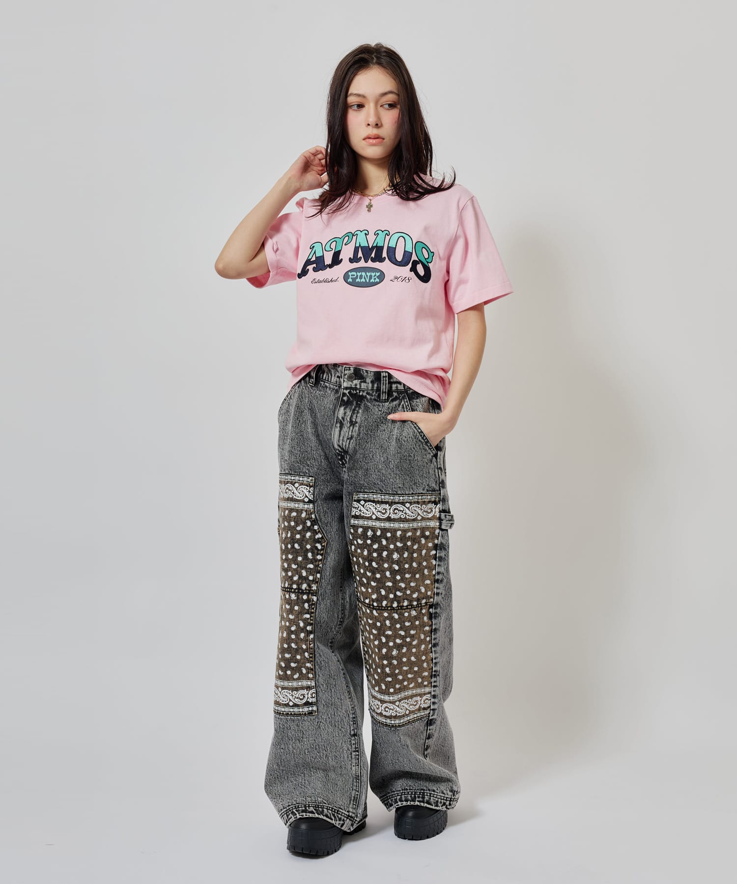 atmos pink Embroidery Logo T-shirt PINKの画像
