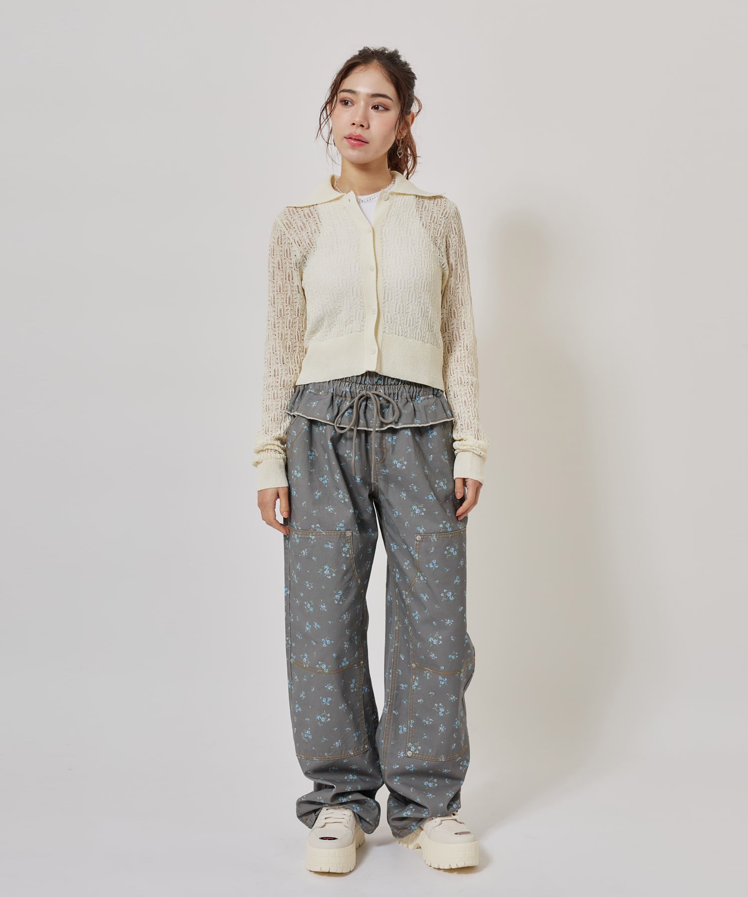 atmos pink See-Through Knit Cardigan WHITEの画像