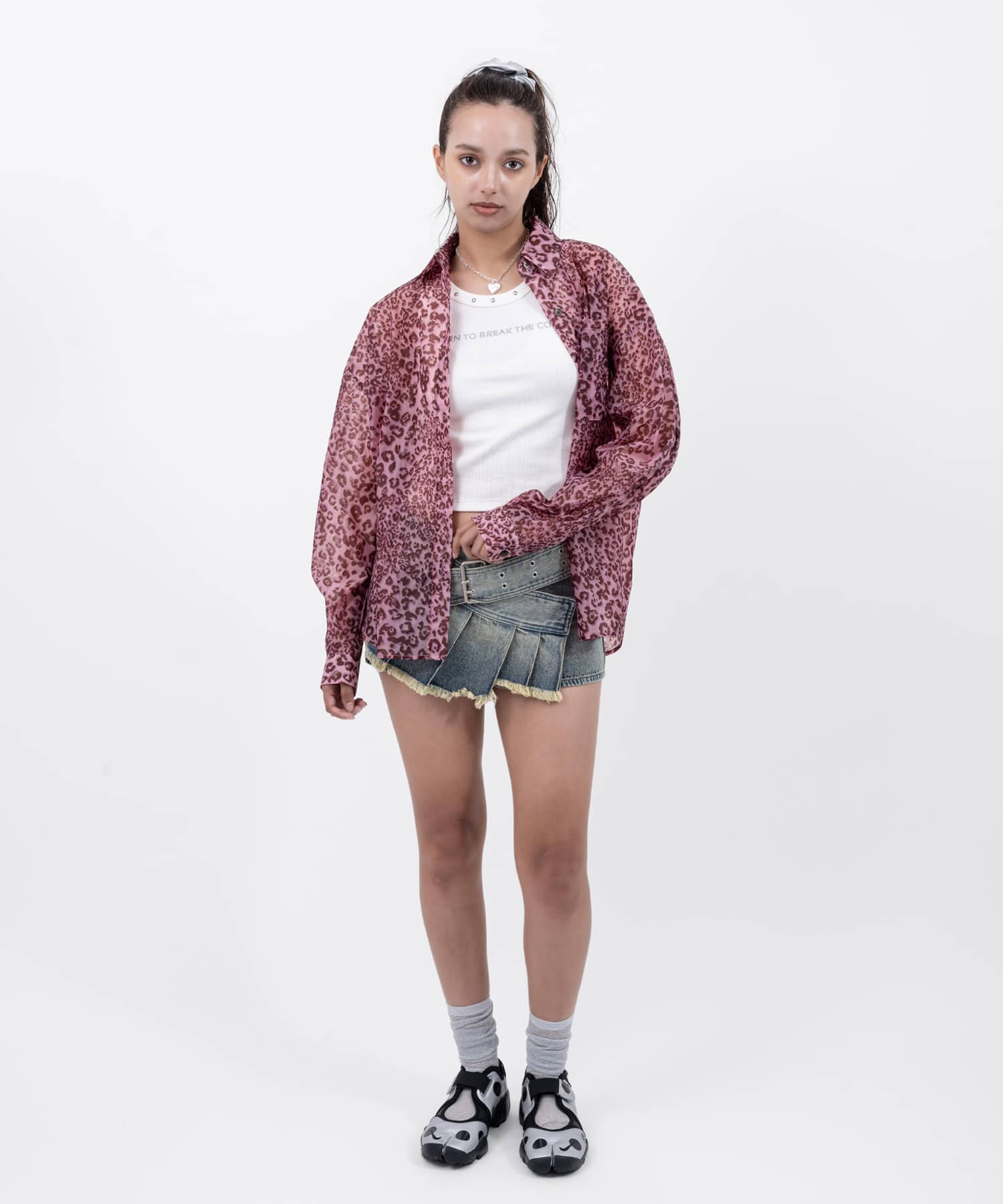atmos pink Leopard Pattern Sheer Shirt  PINKの画像