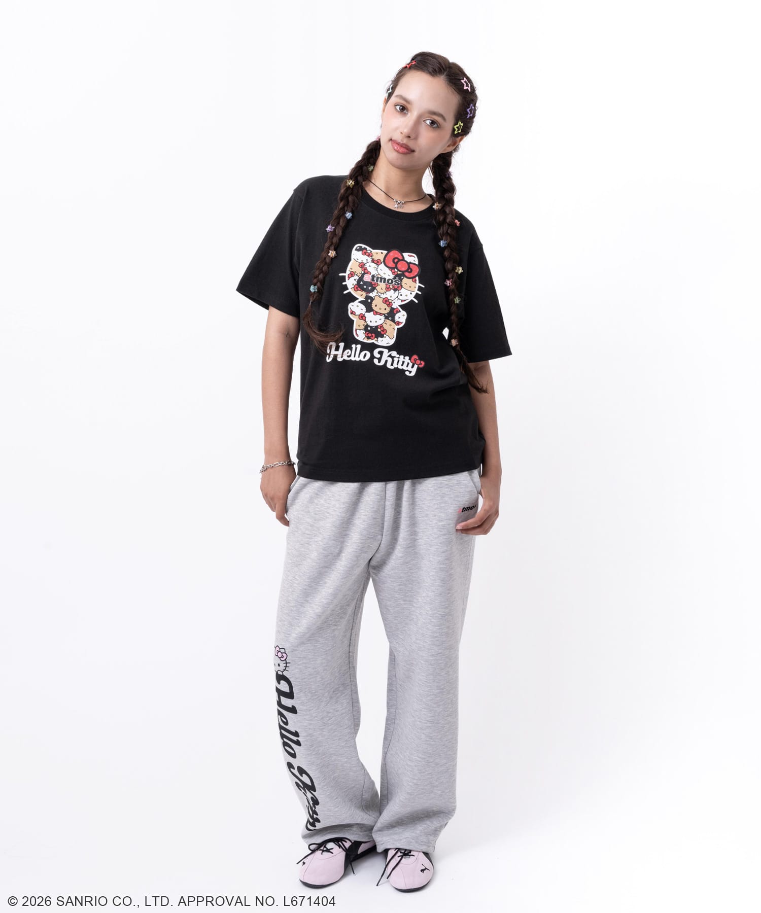 atmos pink x HELLO KITTY Big T-shirt BLACKの画像
