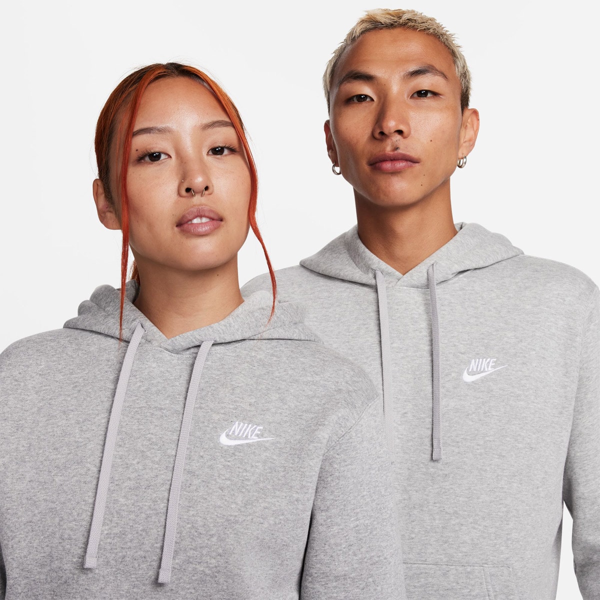 NIKE AS M NSW CLUB HOODIE PO BB DK GREY HEATHER/MATTE SILVER/WHITEの画像