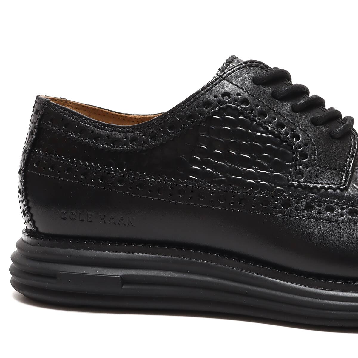 COLE HAAN ORIGINALGRAND LONGWING OXFORD BLACK CROC/BLACK 22FA-I