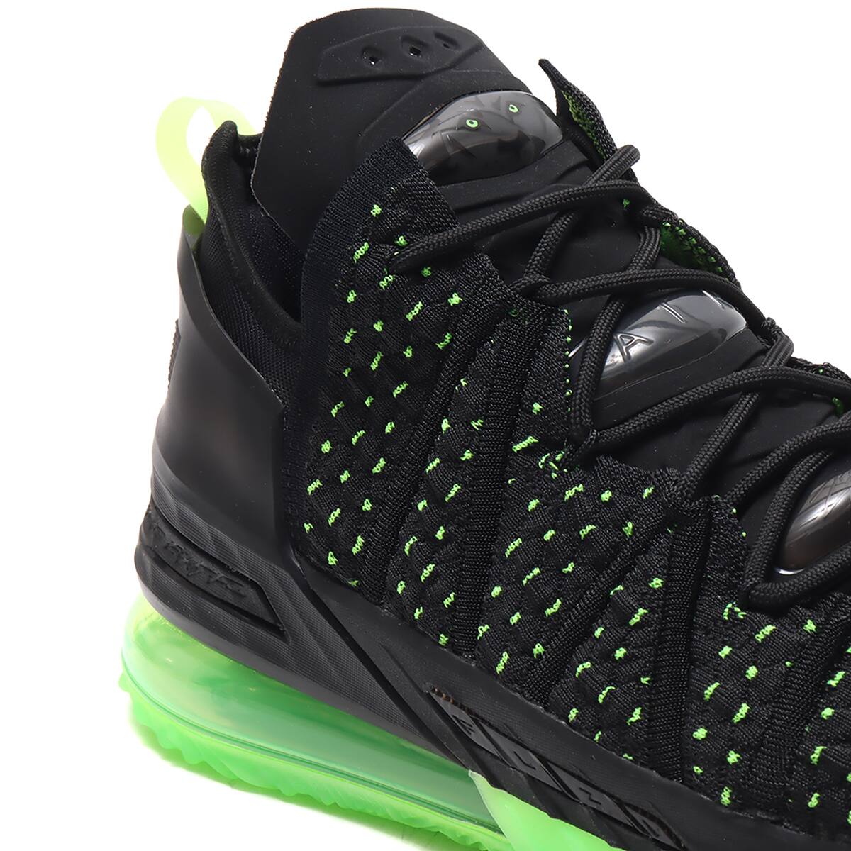 NIKE LEBRON XVIII BLACK/ELECTRIC GREEN-BLACK 21SP-Iの画像