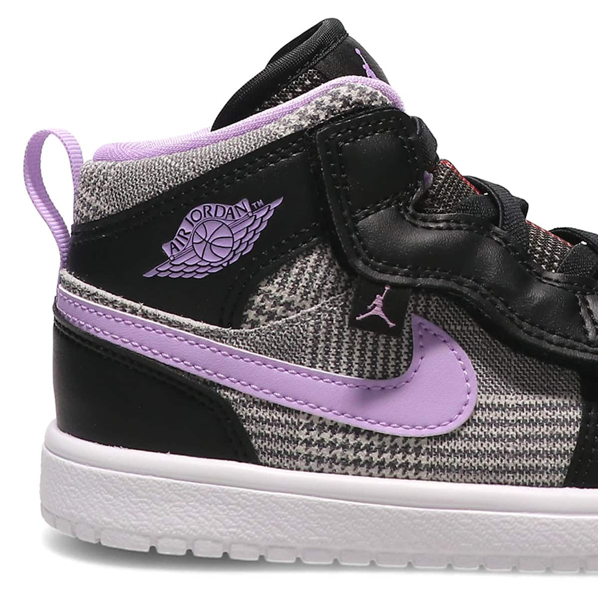 JORDAN BRAND JORDAN 1 MID ALT SE (PS) BLACK/LILAC-WHITE-METALLIC SILVER 21HO-Iの画像