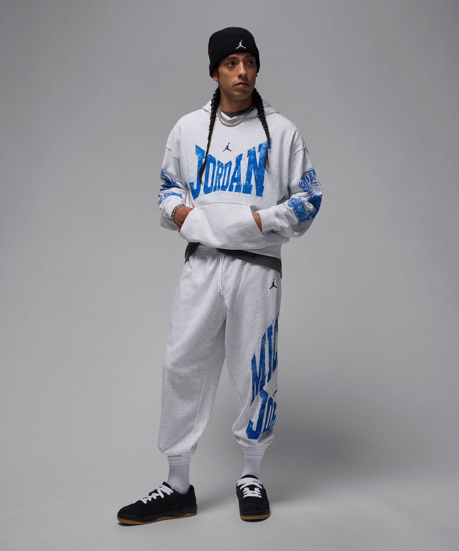 JORDAN BRAND M J BRK CLLGTE HBR PO HD LB BIRCH HEATHER/BLACKの画像