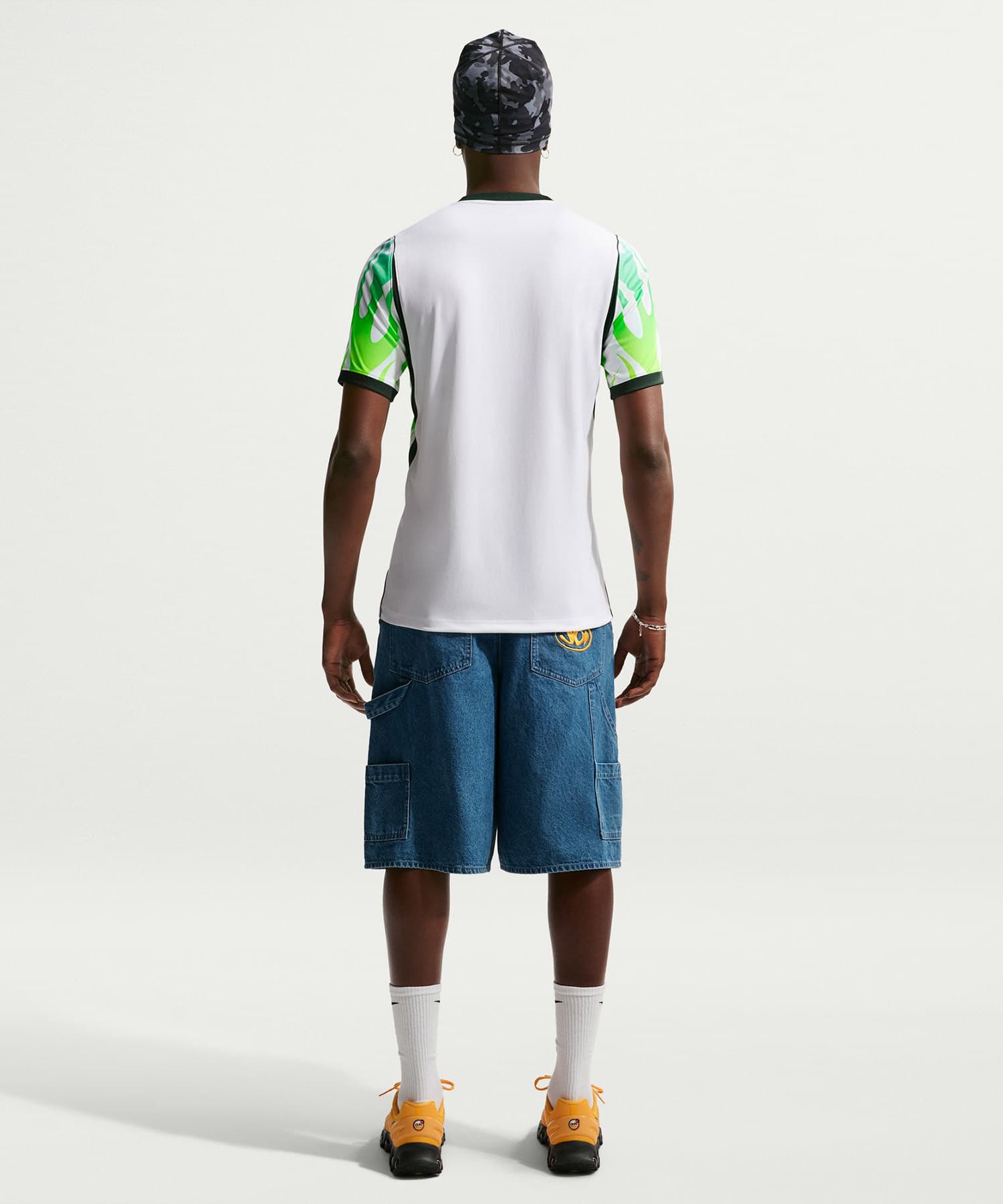 NIKE NFF M NK Dri-FIT Jersey SS Stadium Away WHITE/GREEN GLOW/(BLACK) (NO SPONSOR)の画像