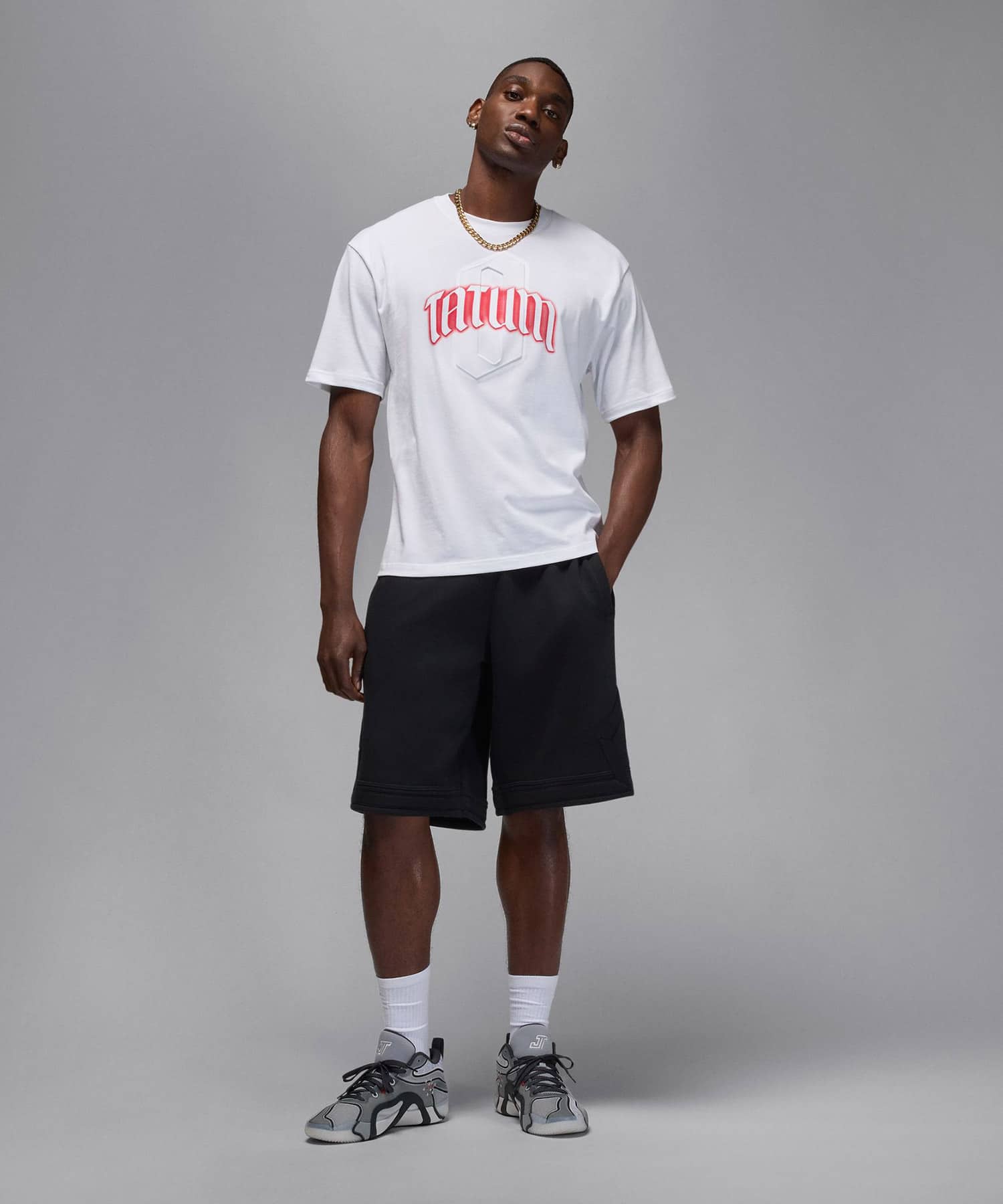 JORDAN BRAND M J GFX SS CREW JT WHITE/UNIVERSITY REDの画像