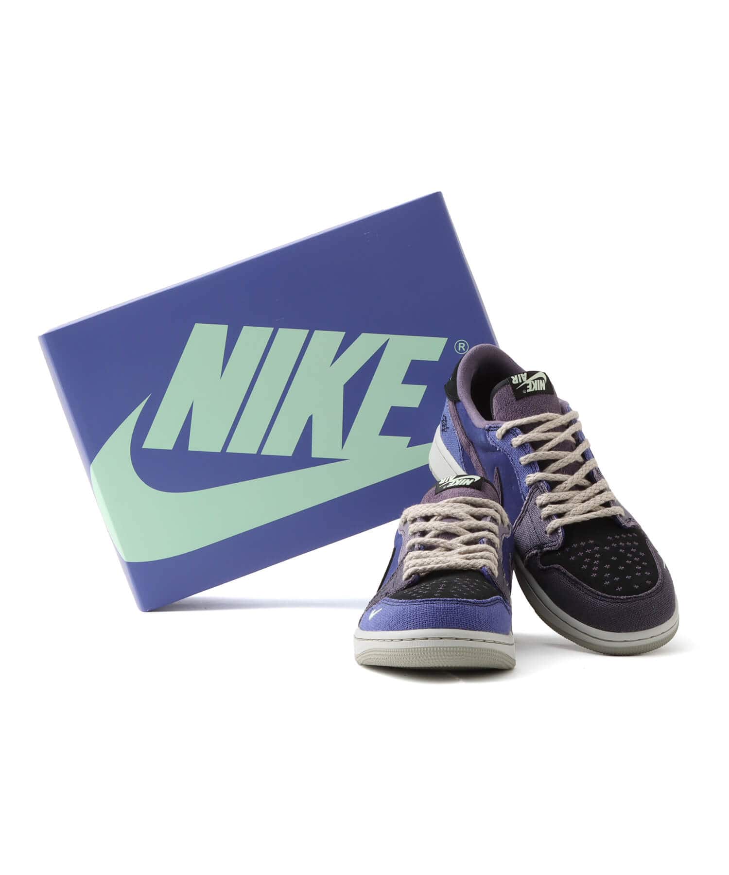 JORDAN BRAND AIR JORDAN 1 RETRO LOW OG REGENCY PURPLE/VAPOR GREEN-BLACKの画像