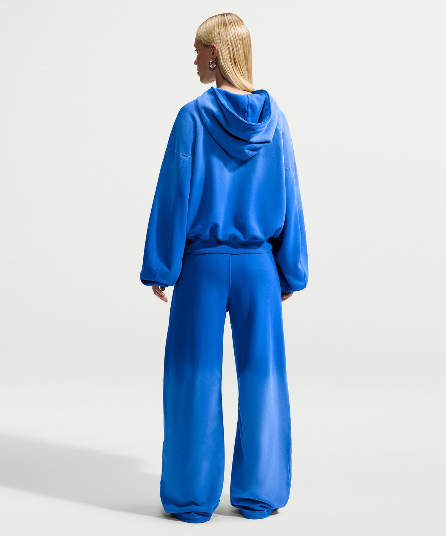 NIKE W NRG NK STUDIO FLEECE HOODIE BLUEの画像