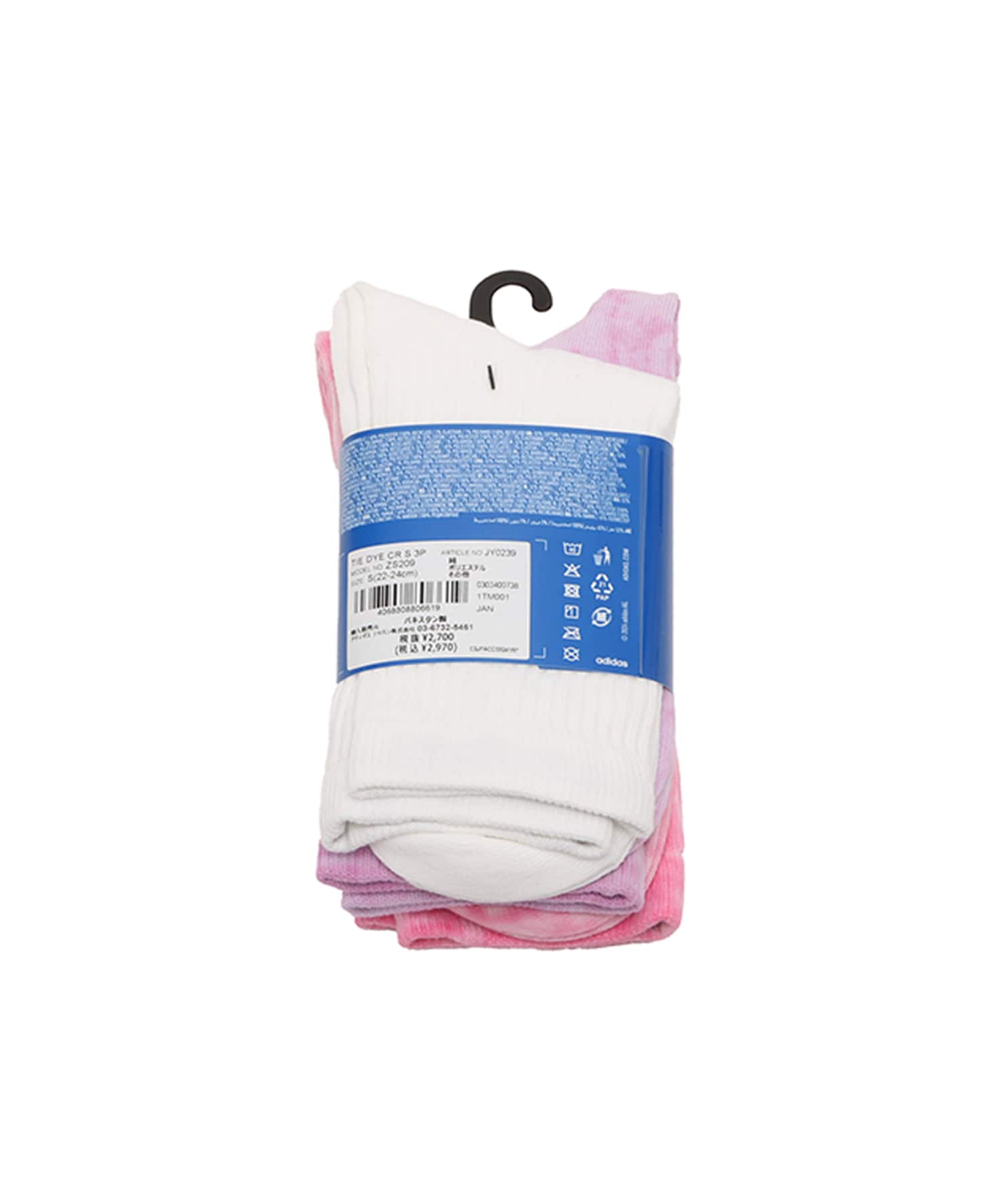adidas TIE DYE CREW SOCKS 3 PAIRS ブリスピンク/ブリスライラック/ホワイトの画像