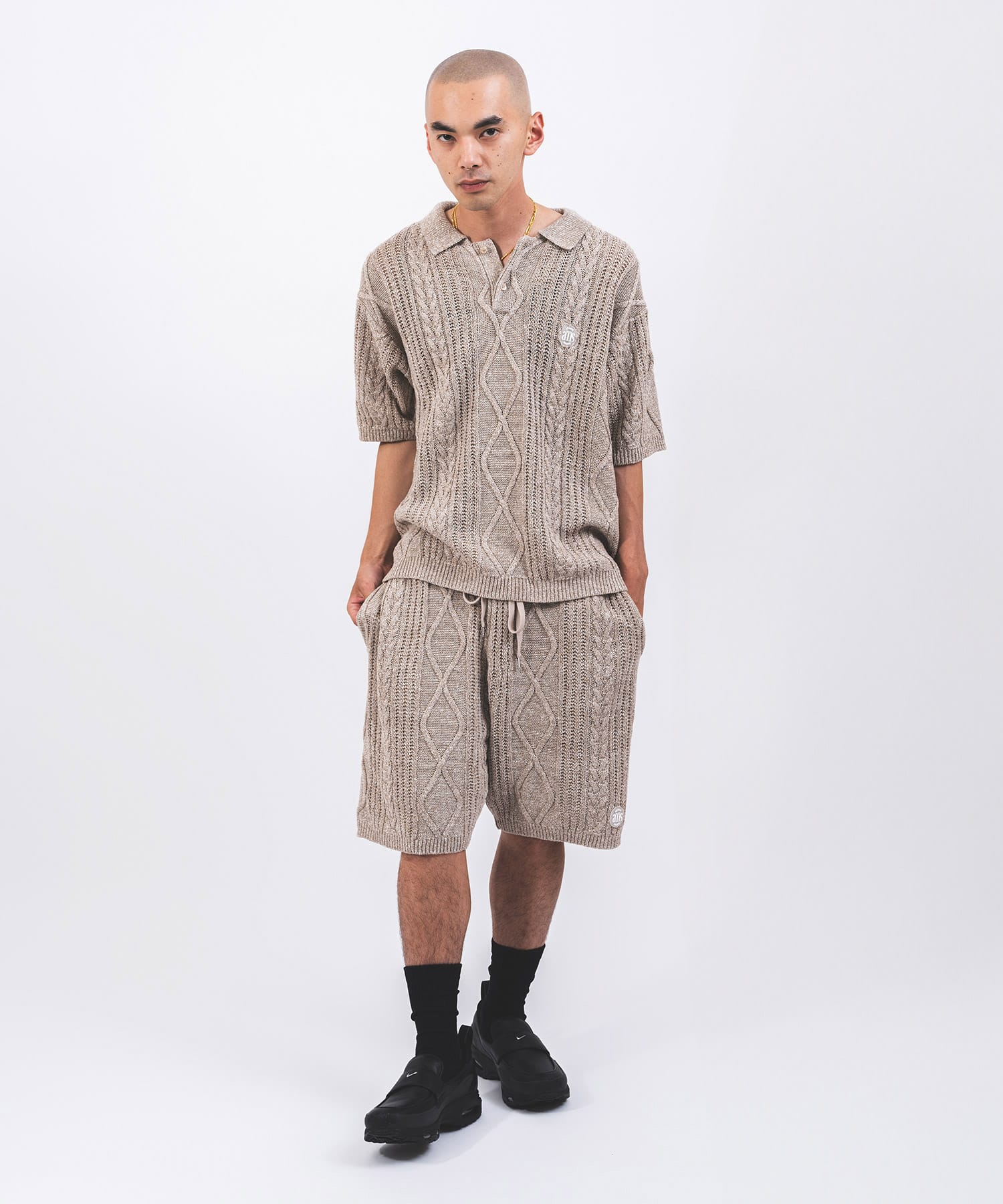 atmos Cable Knit Short Pants BEIGEの画像