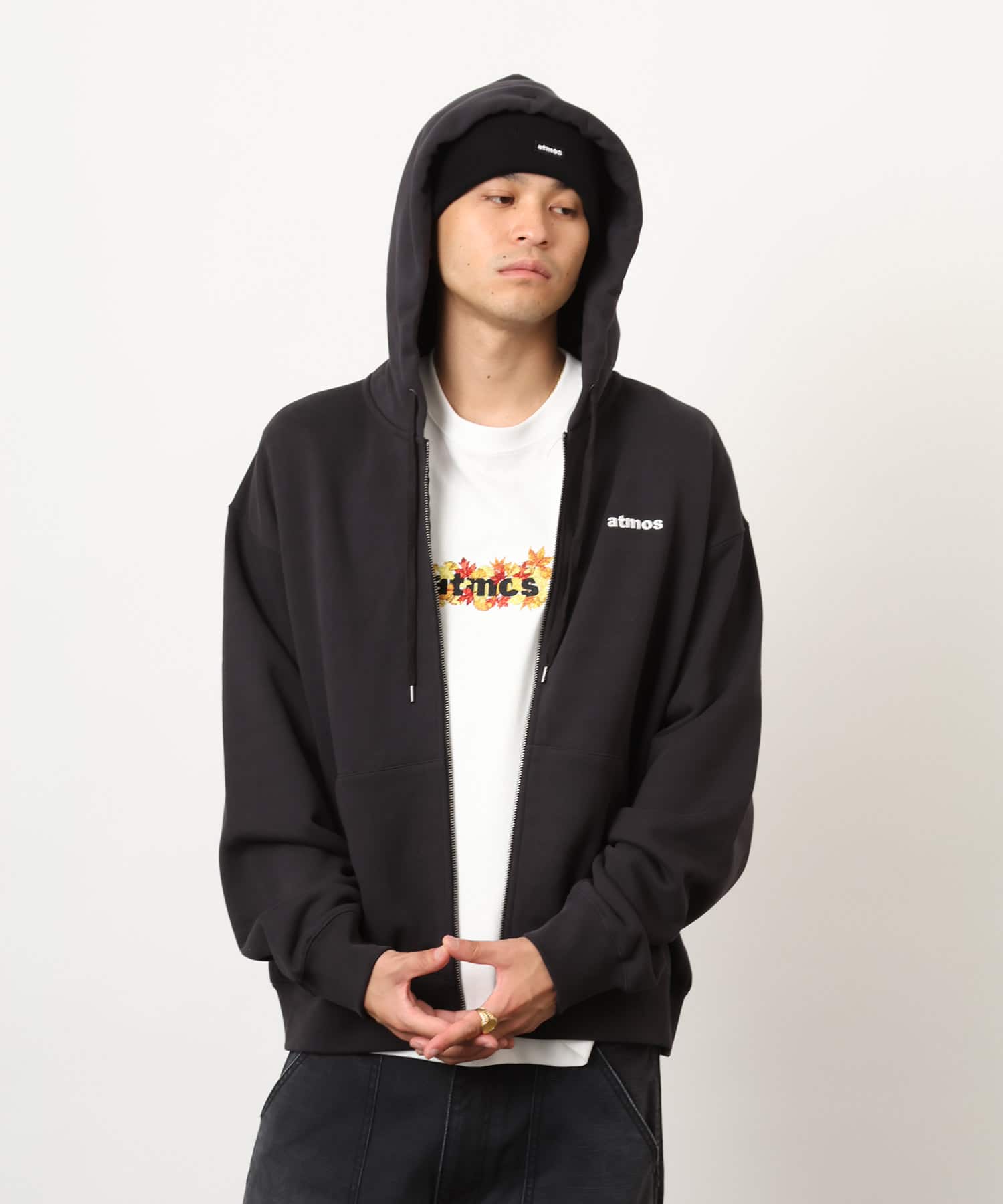 atmos Autumn Motif Zip-up Hooded Sweatshirt BLACKの画像