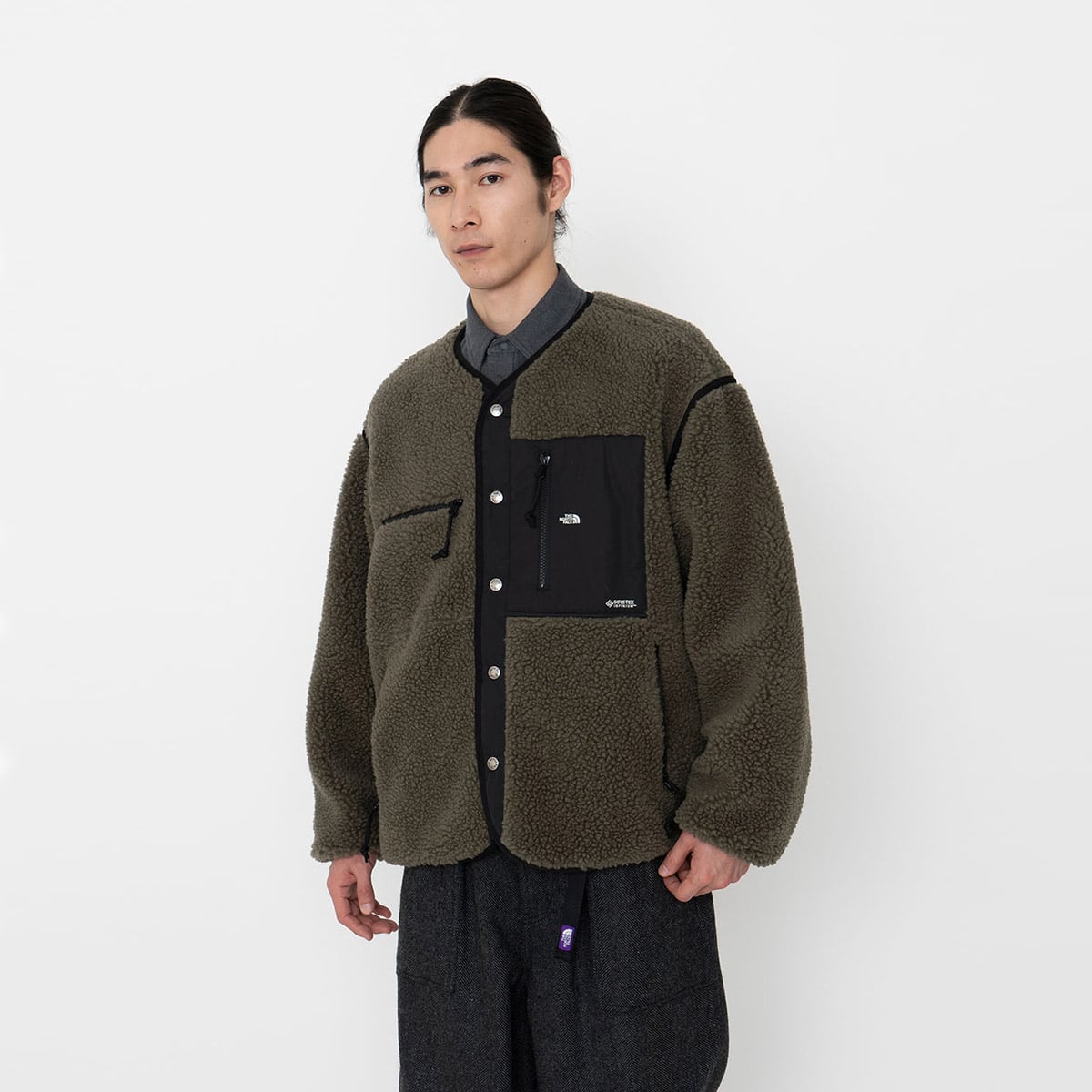 THE NORTH FACE PURPLE LABEL Wool Boa Fleece Field Cardigan Olive