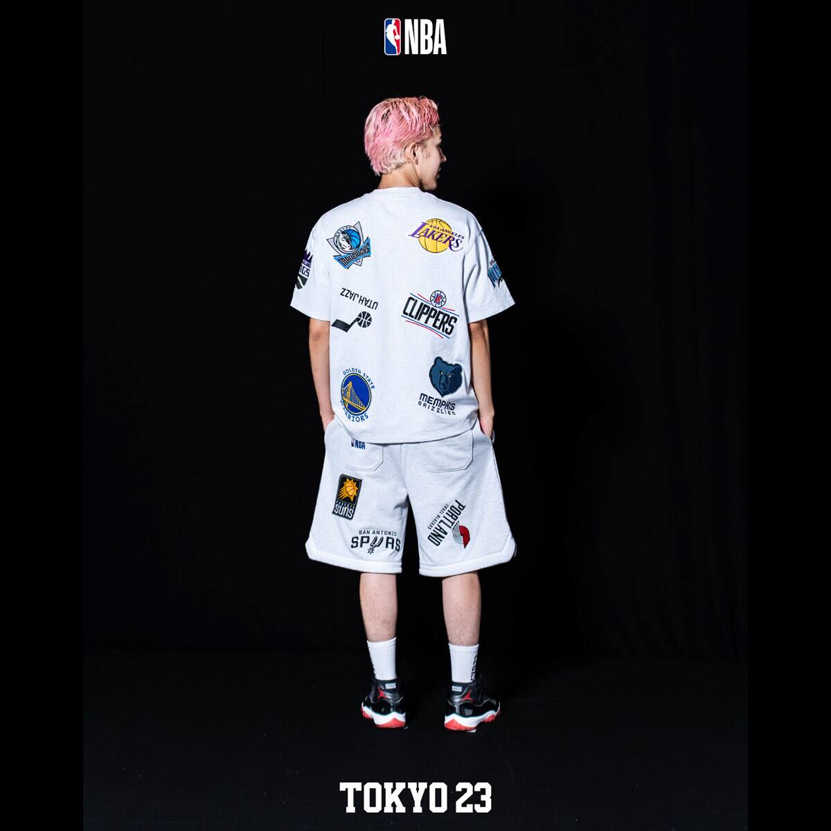 TOKYO 23 NBA Team Logo Patch Short Pants ASH GRAY 23SS-Sの画像