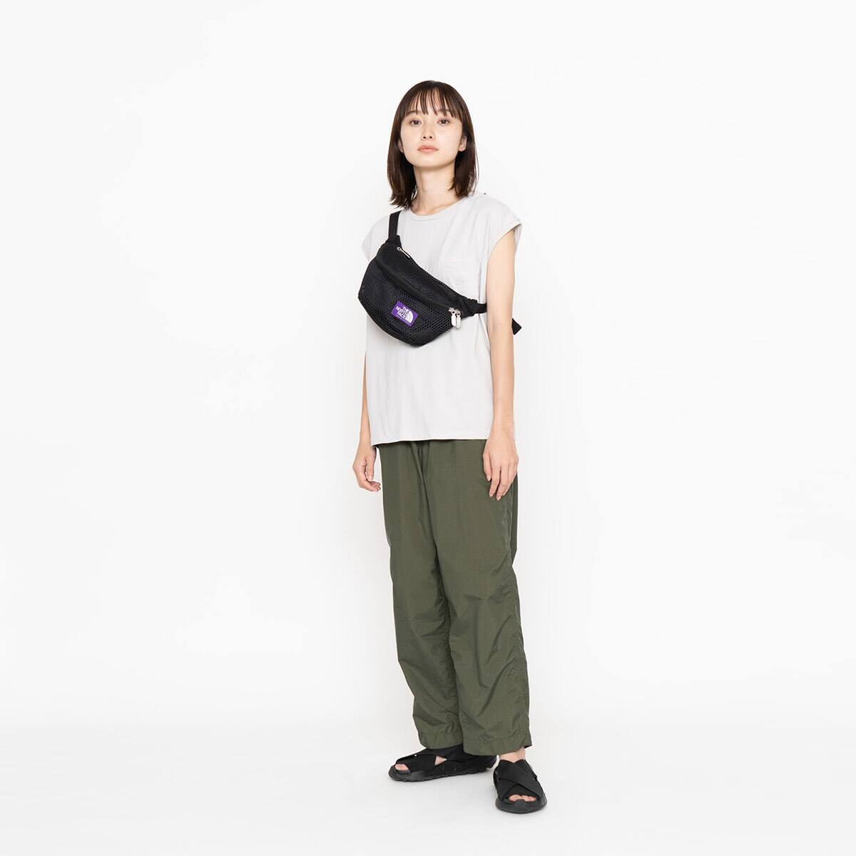 THE NORTH FACE PURPLE LABEL MESH WAIST BAG BLACK 22SS-I