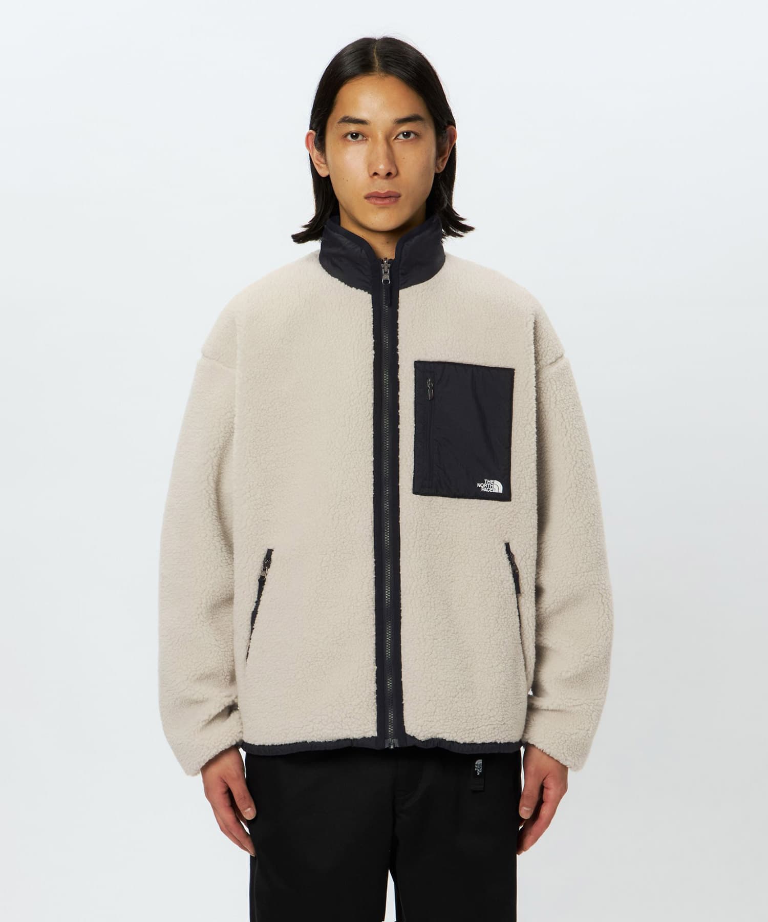 THE NORTH FACE Reversible Extreme Pile Fleece Jacket フォッシルアイボリーxブラックの画像