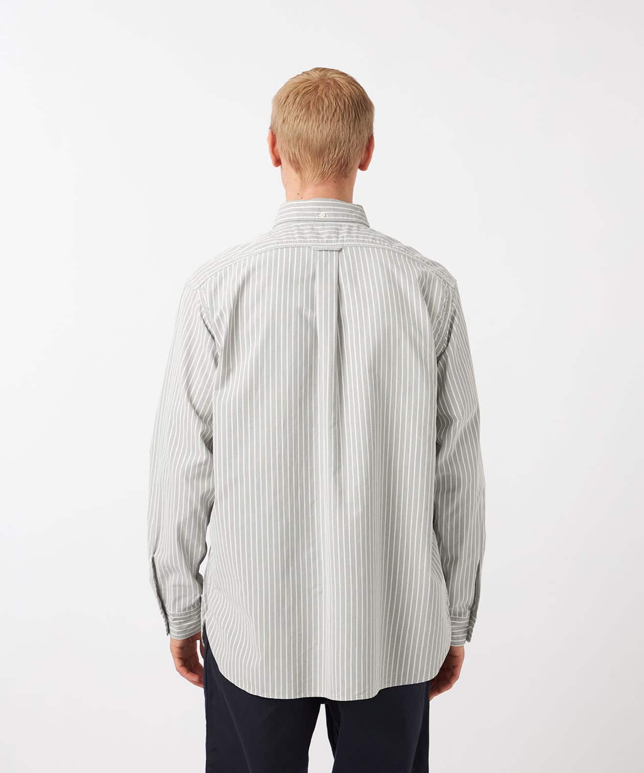 nanamica Button Down Stripe Wind Shirt Brownの画像