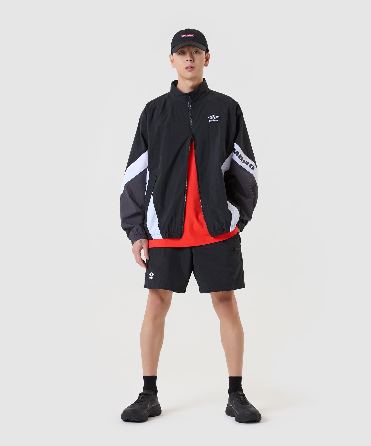 UMBRO 【KOREA COLLECTION】COLOR BLOCK STAND-NECK JACKET ブラックの画像