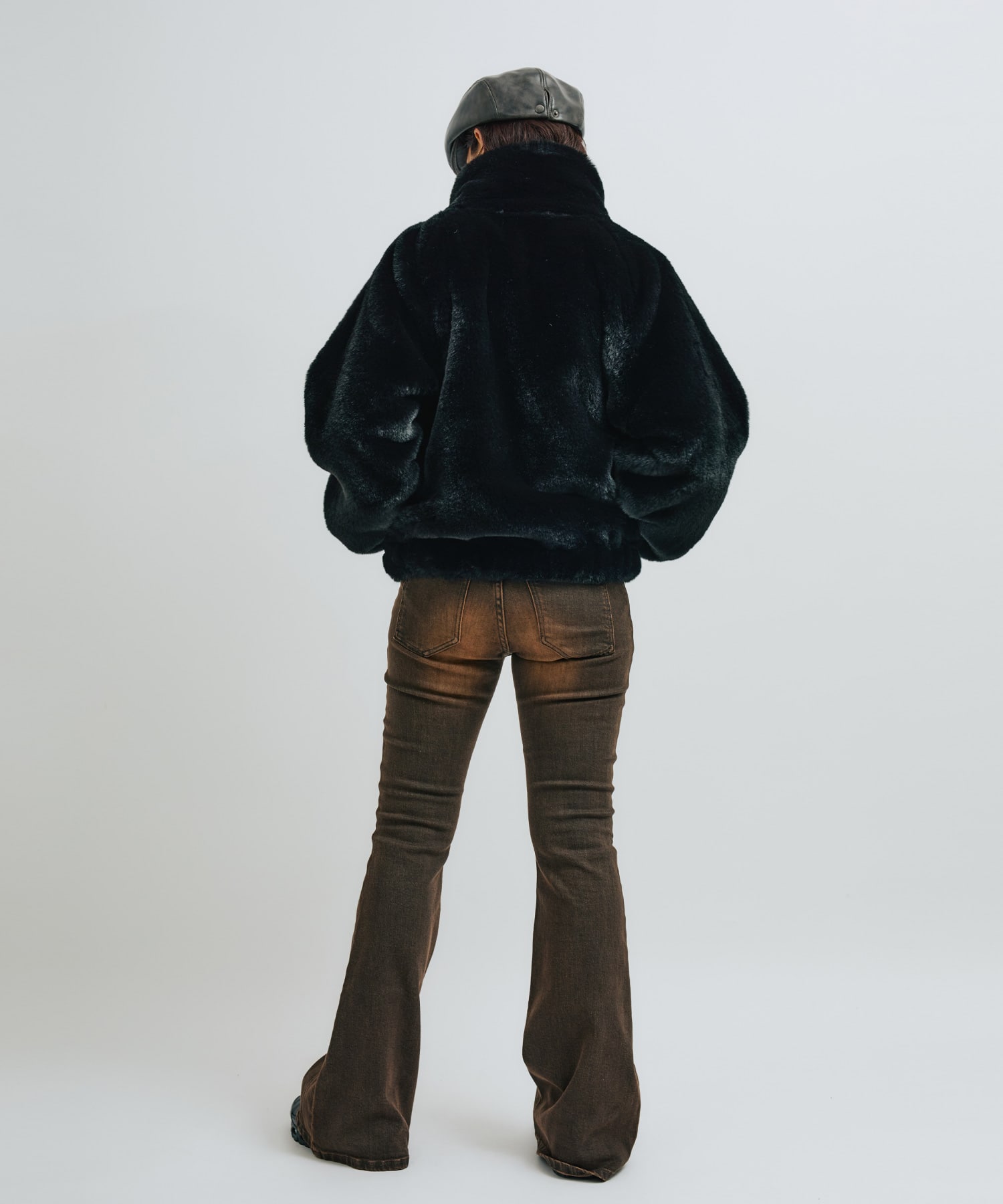 atmos pink Faux Fur Zip Blouson BLACKの画像