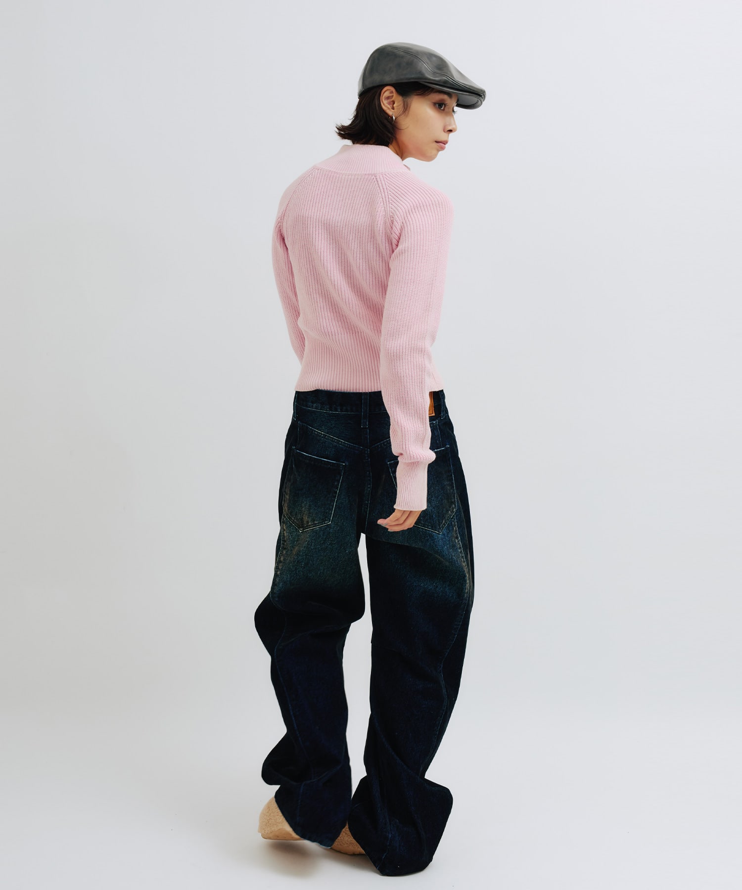 atmos pink Washed Zip Up Knit PINKの画像