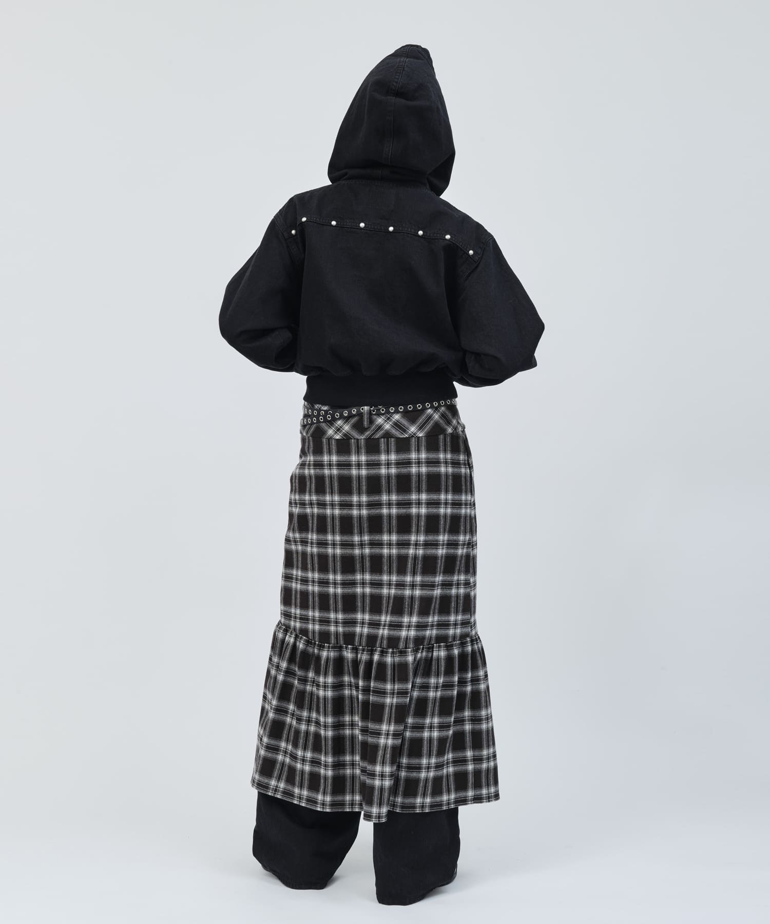 atmos pink Studs Denim Hoodie BLACKの画像