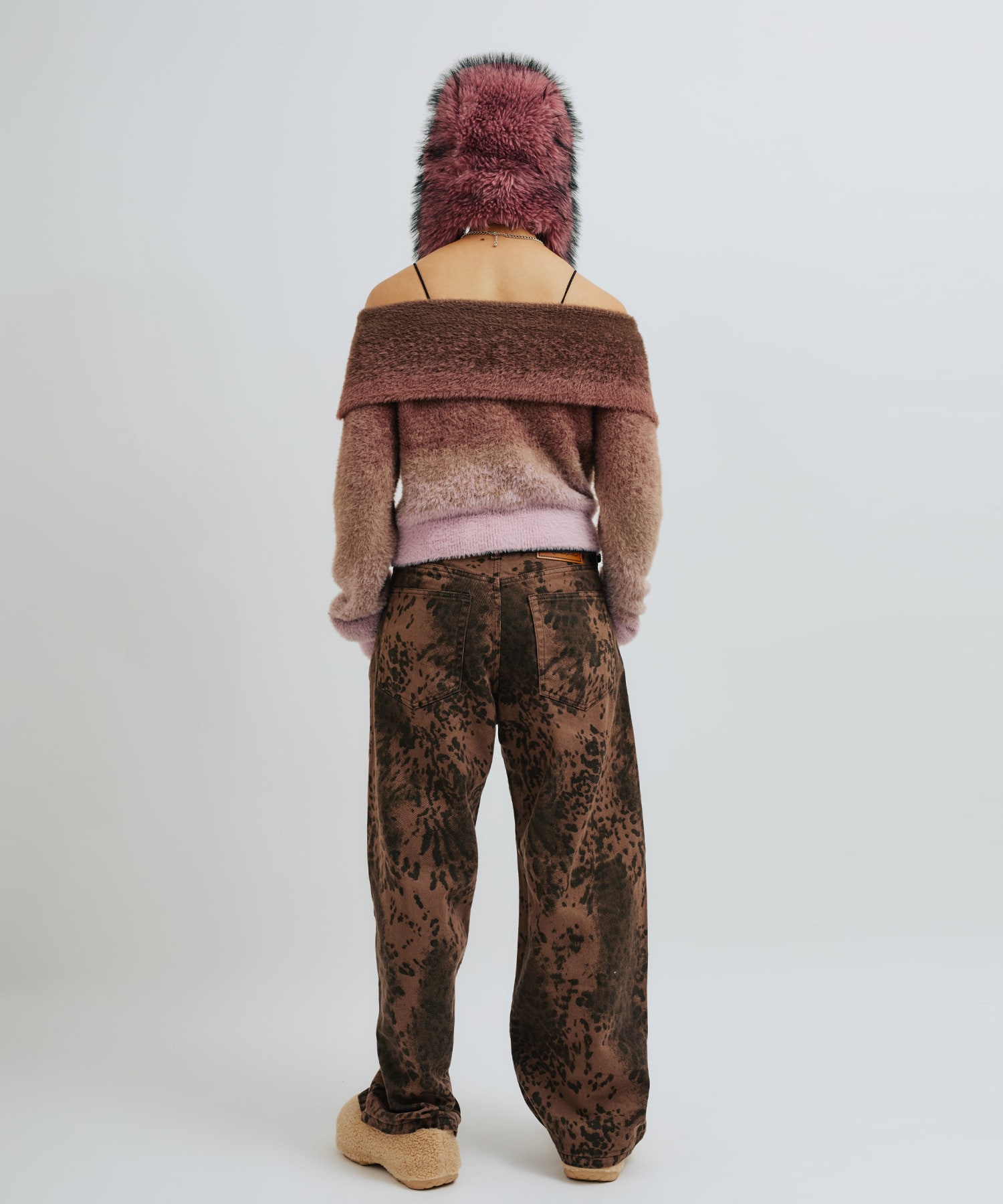 atmos pink Off Shoulder Knit Tops PINKの画像