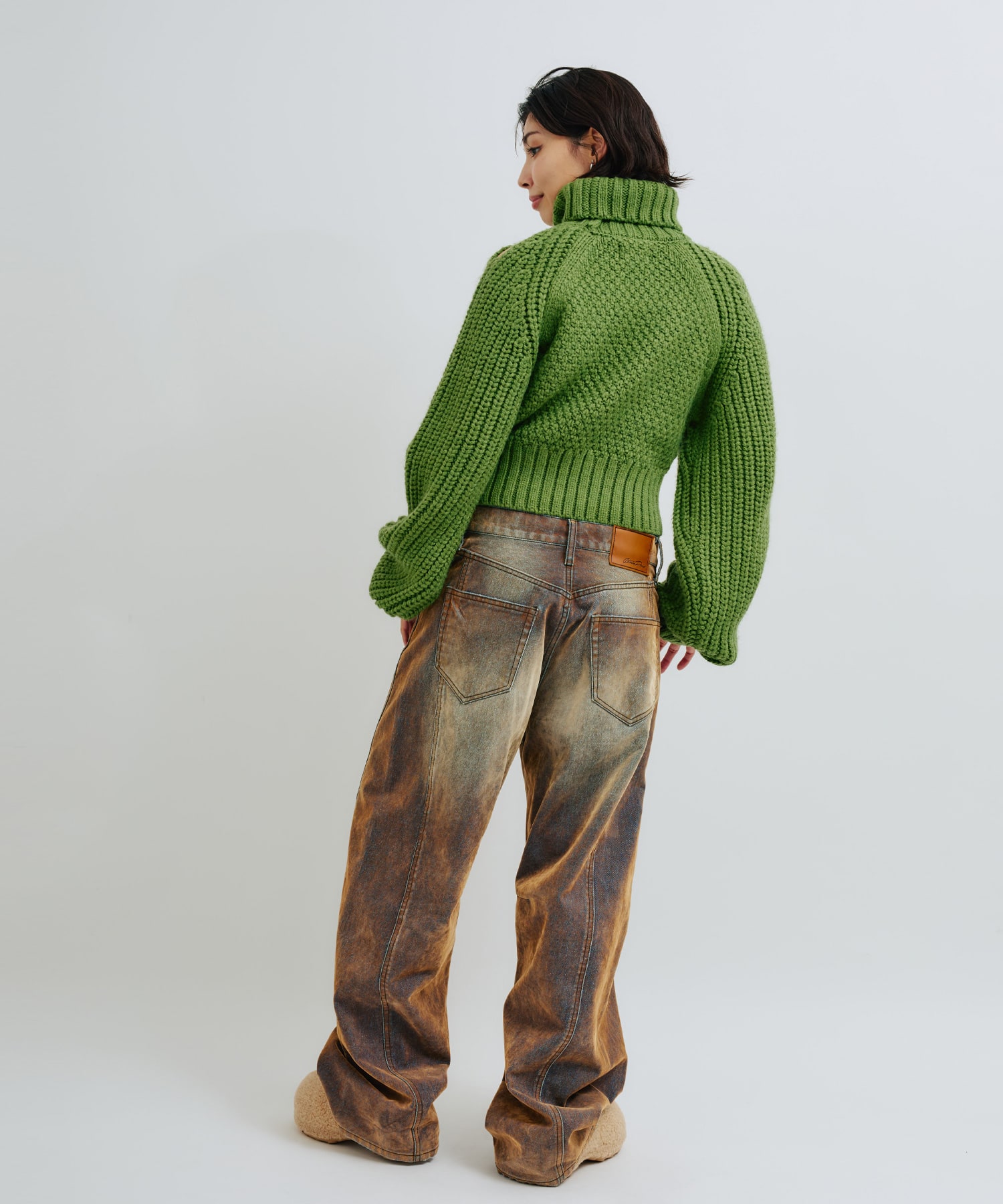 atmos pink Slit Cable Knit Tops GREENの画像