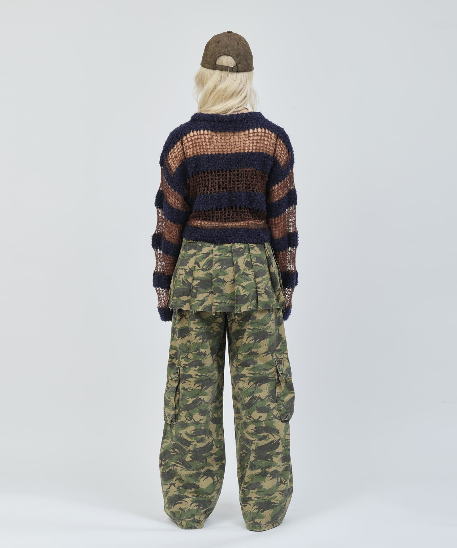 atmos pink Border Knit Top NAVYの画像