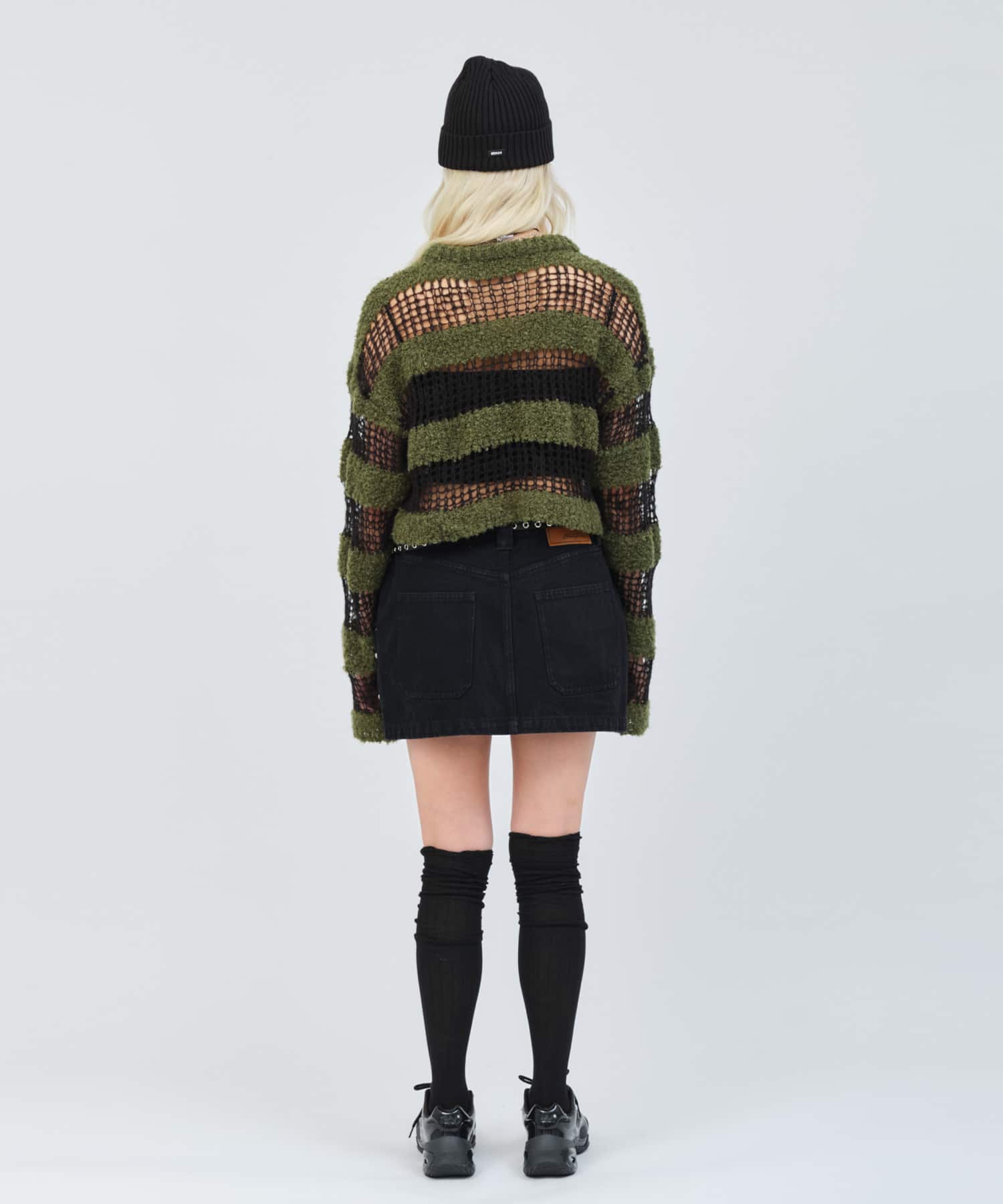 atmos pink Studs Denim Mini Skirt BLACKの画像