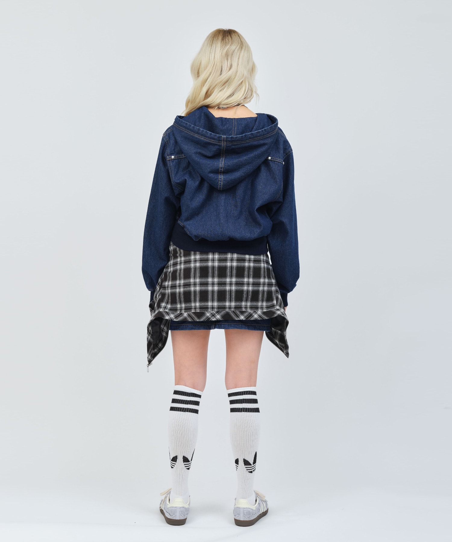 atmos pink Studs Denim Mini Skirt BLUEの画像