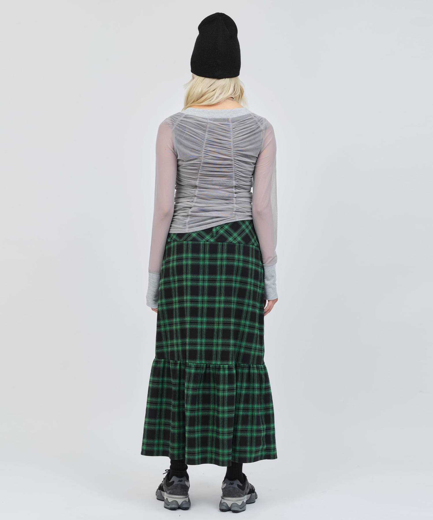 atmos pink Plaid Tiered Skirt GREENの画像