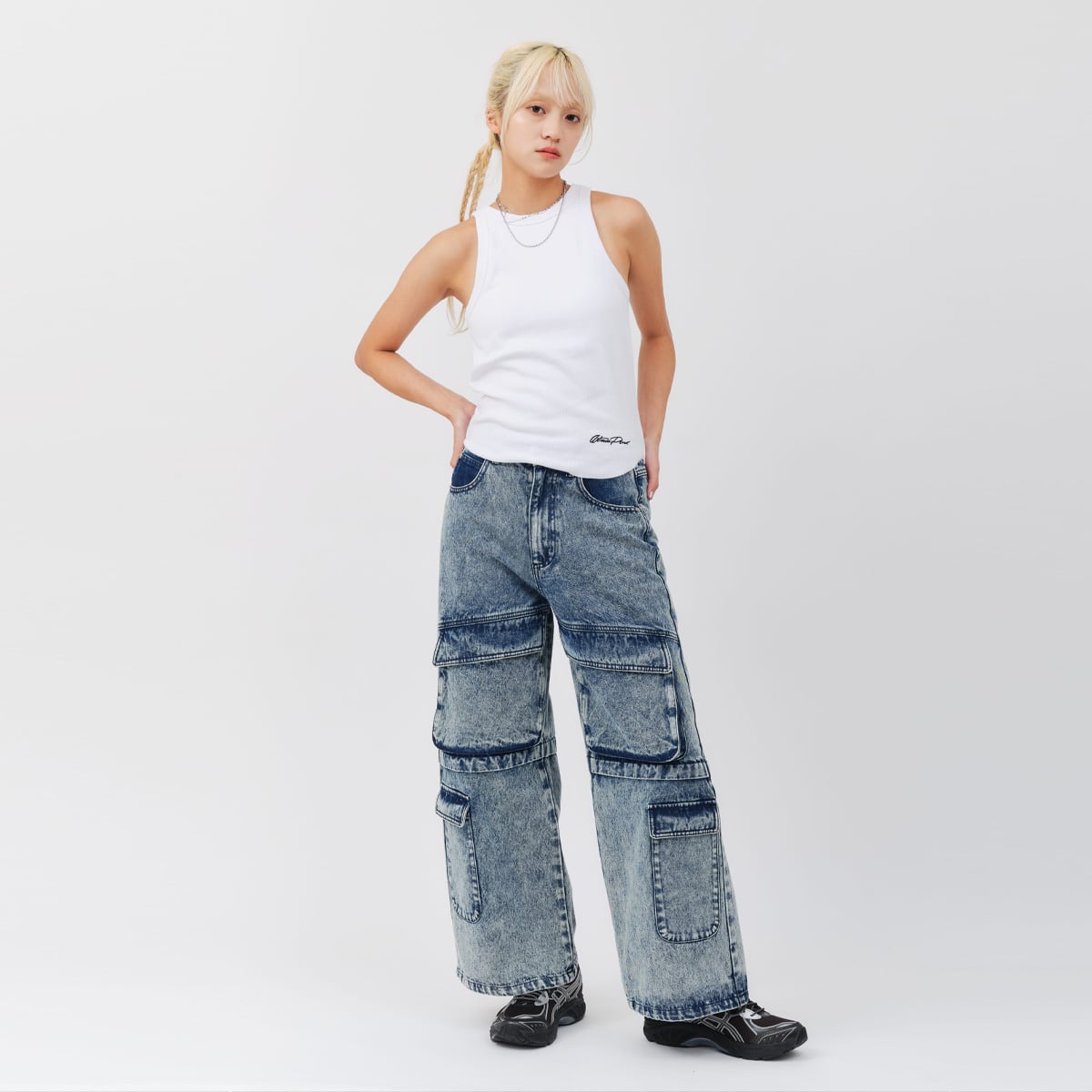 atmos pink Cargo Denim Pants BLUEの画像