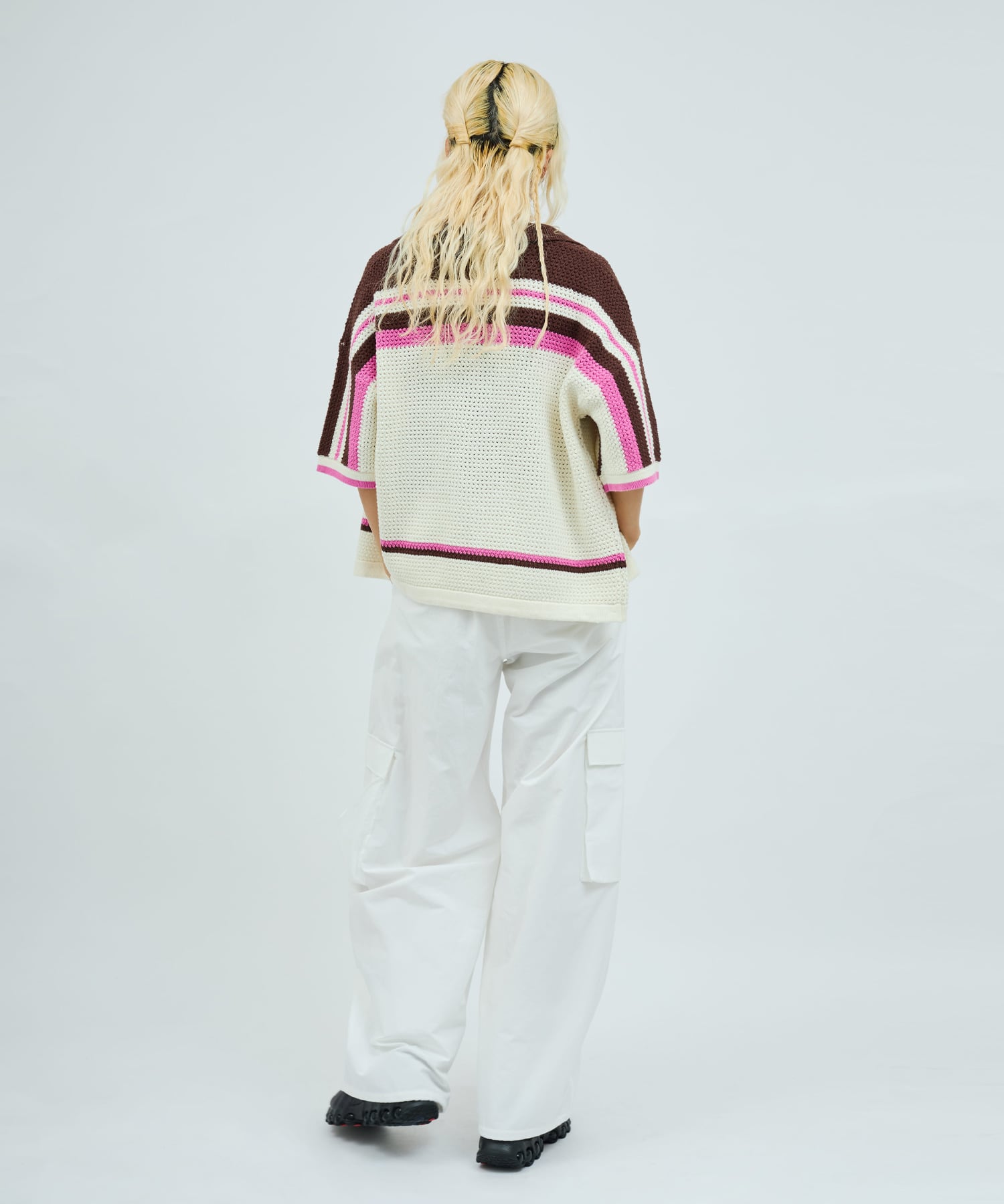 atmos pink Baggy Nylon Pants WHITEの画像