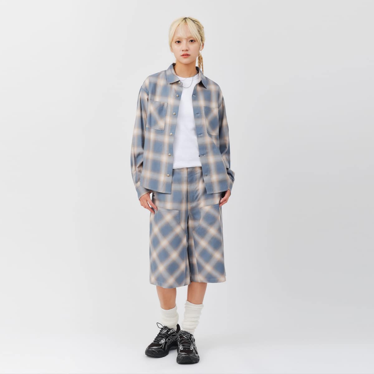 atmos pink Ombre Check Shirt BLUE（アトモス ピンク オンブレ