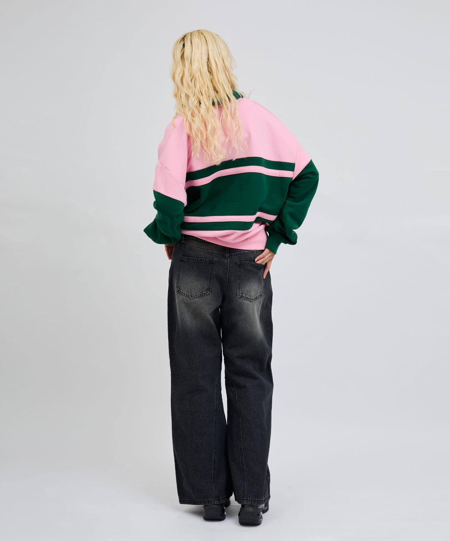 atmos pink Line Polo Sweatshirt PINKの画像