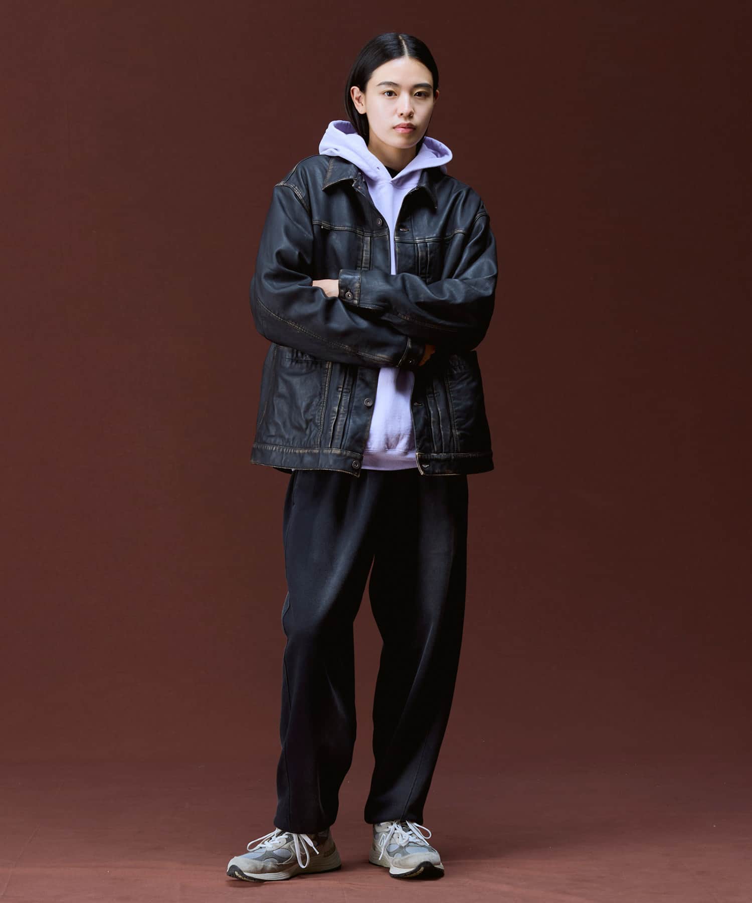 LIBERAIDERS WASHED LEATHER JACKET BLACKの画像