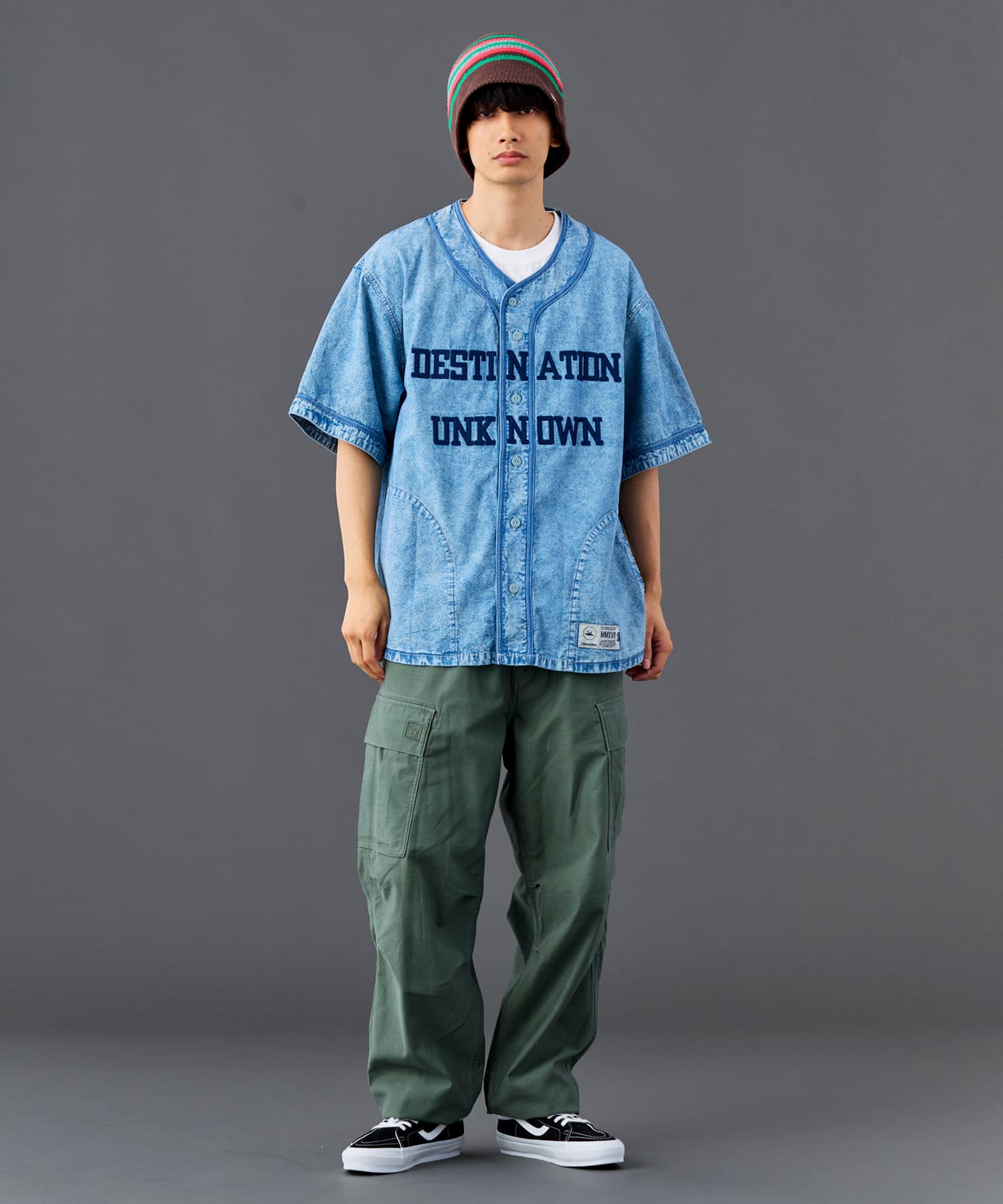 LIBERAIDERS CHAMBRAY BASEBALL SHIRT BLUEの画像