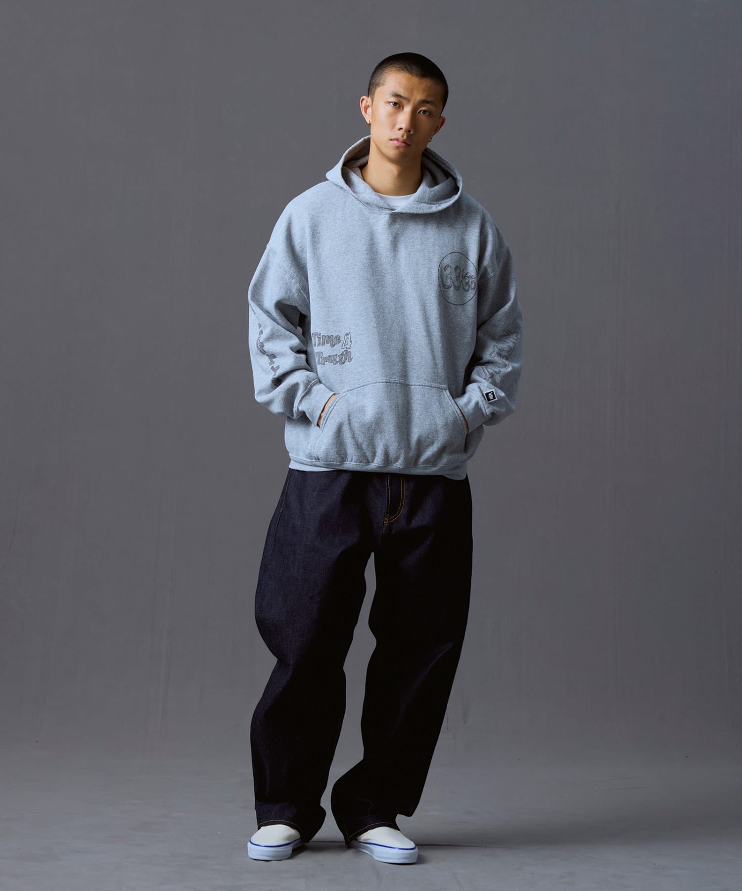 LIBERAIDERS HANDWRITING MULTI LOGO HOODIE GRAYの画像