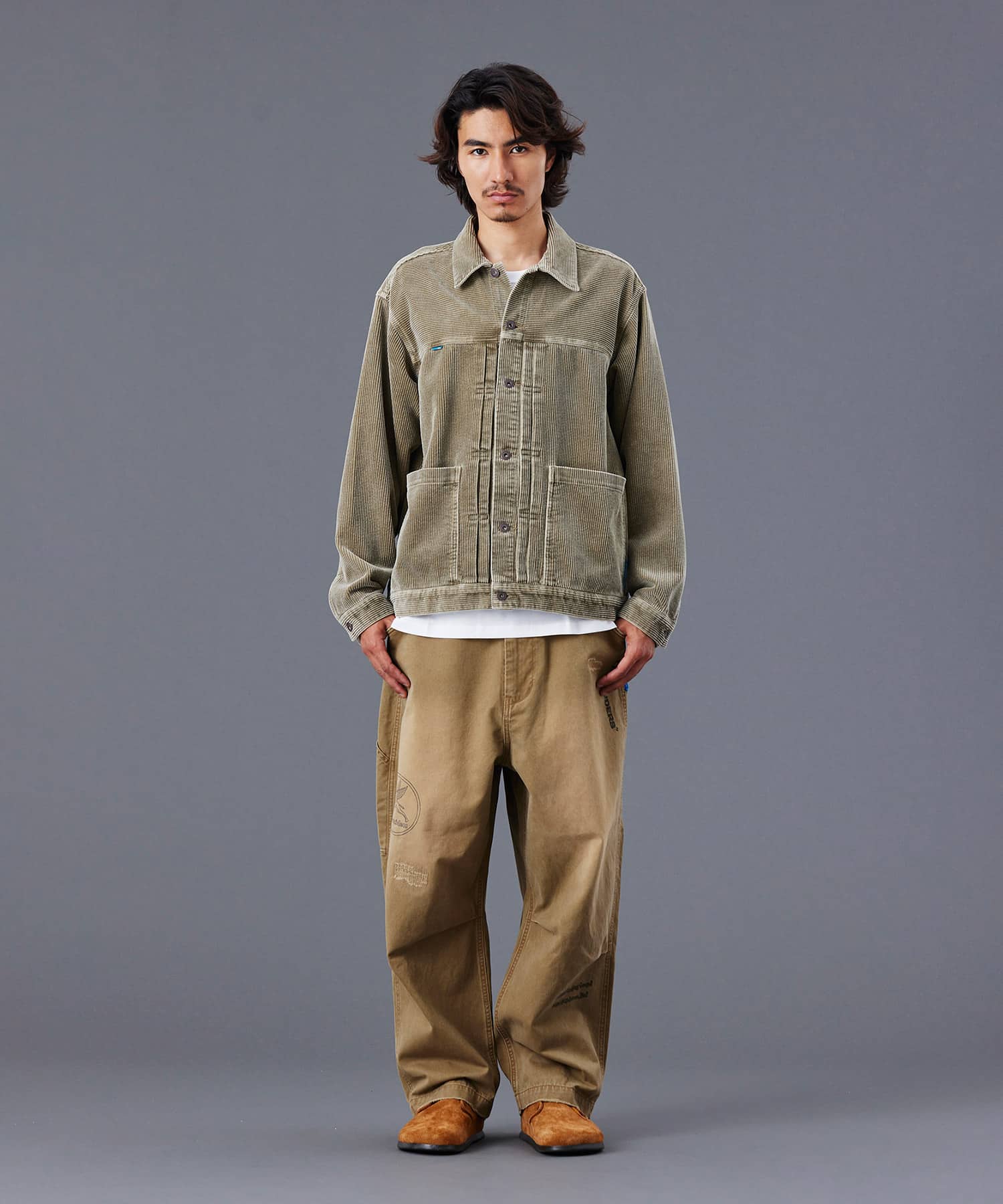 LIBERAIDERS GARMENT DYED CORDUROY JACKET BEIGEの画像