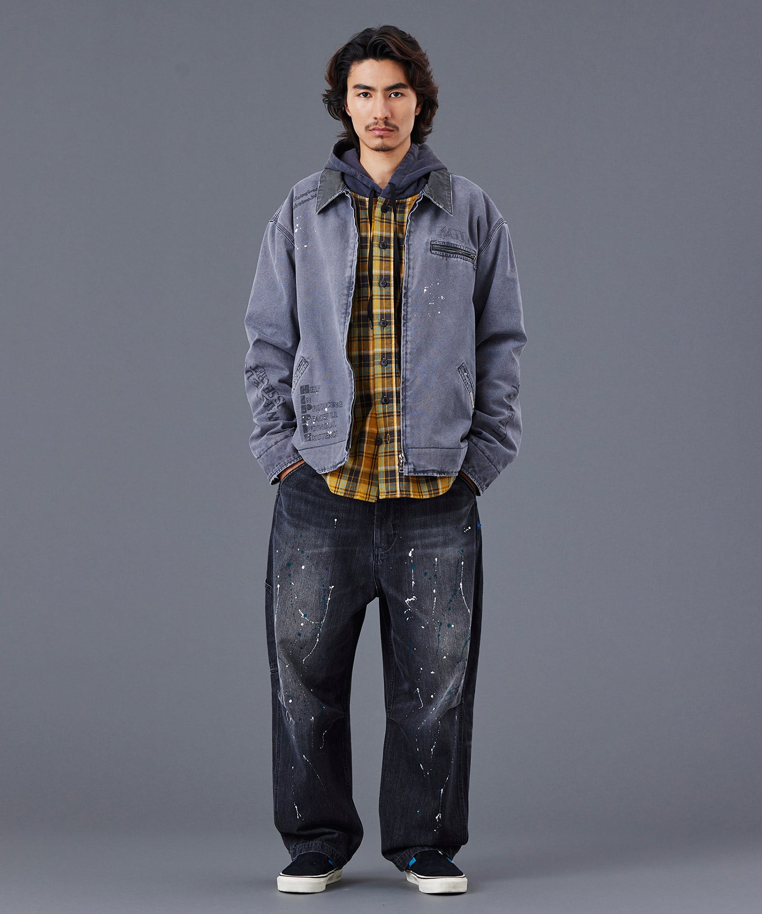 LIBERAIDERS GARMENT DYED WORK JACKET BLACKの画像