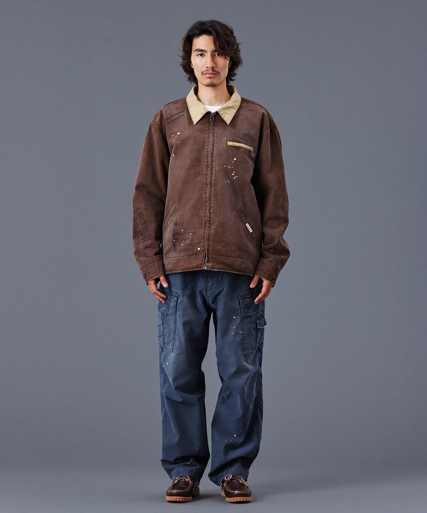 LIBERAIDERS GARMENT DYED WORK JACKET BROWNの画像
