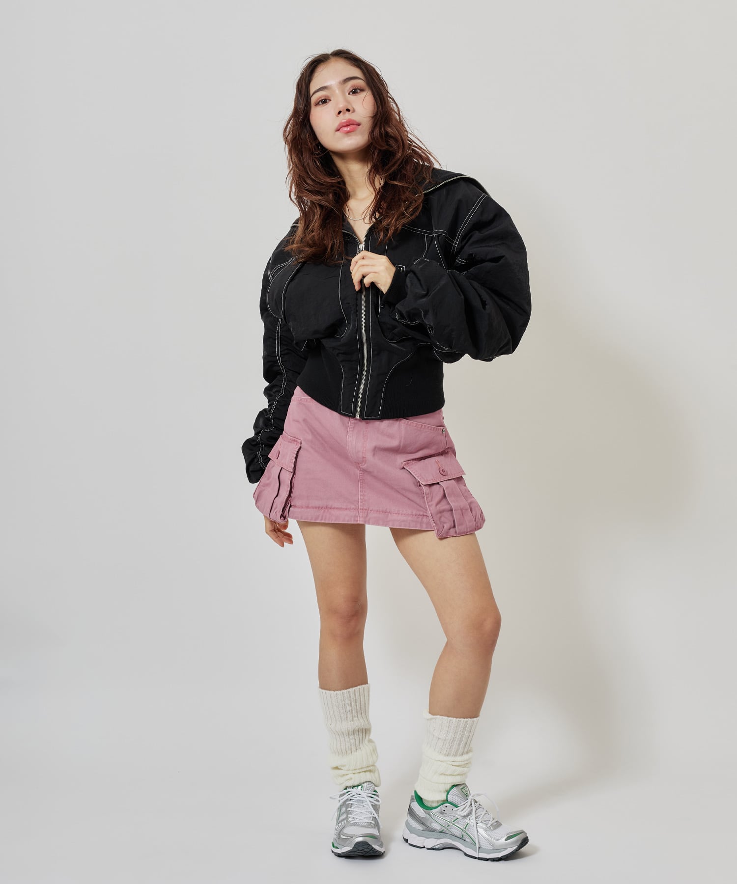 atmos pink Big Collar Bomber Jacket BLACKの画像