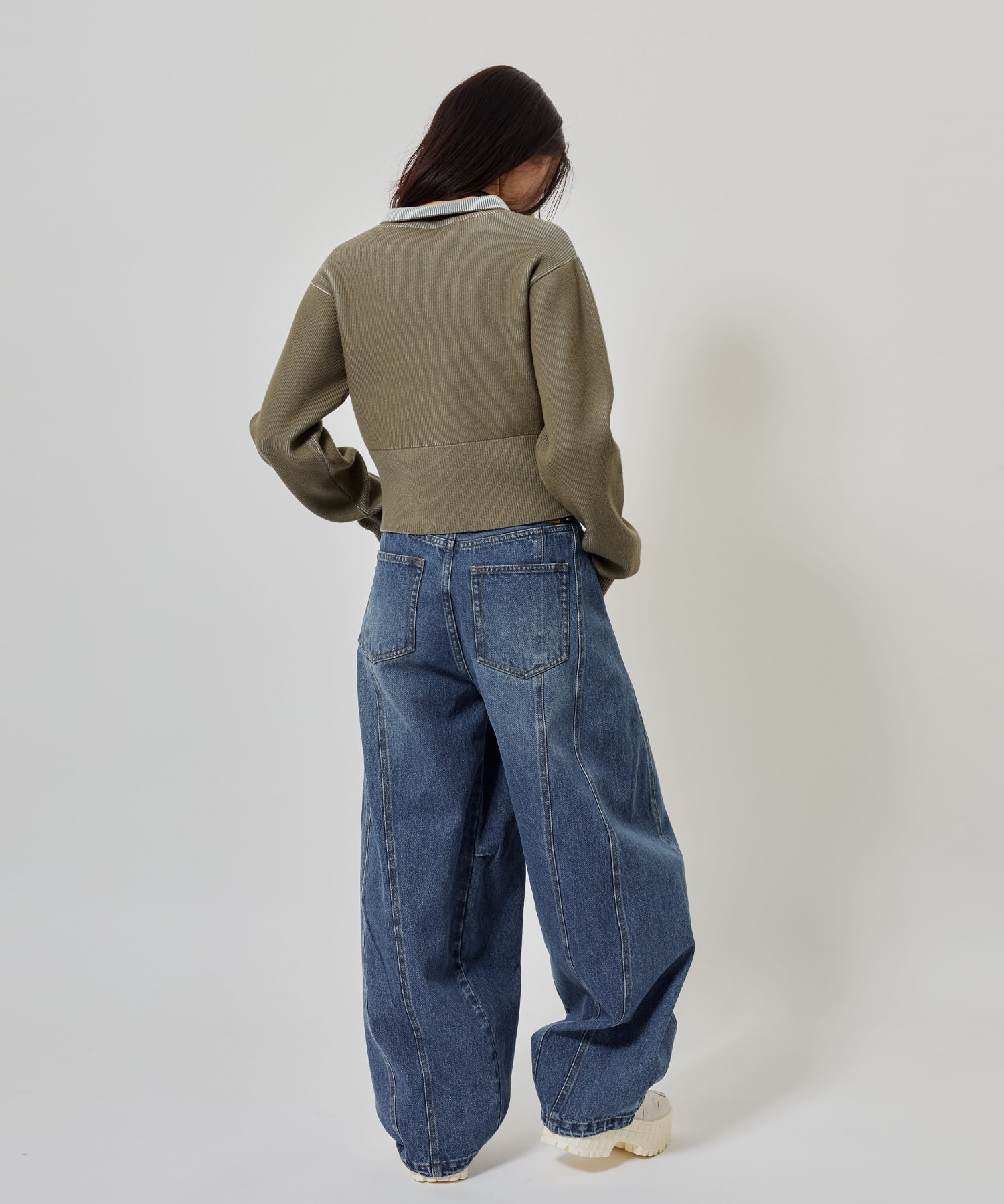 atmos pink Rib Knit Zip-up Top KHAKIの画像