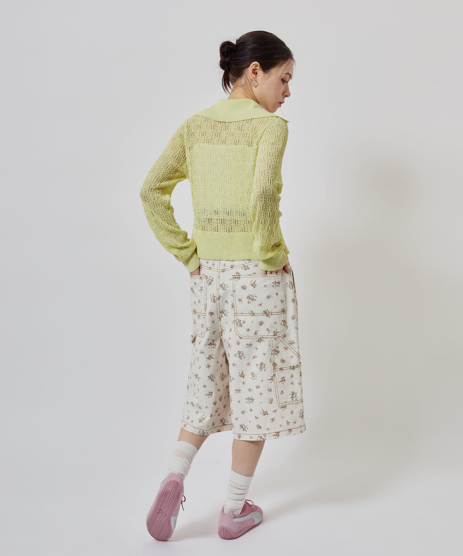 atmos pink See-Through Knit Cardigan YELLOWの画像