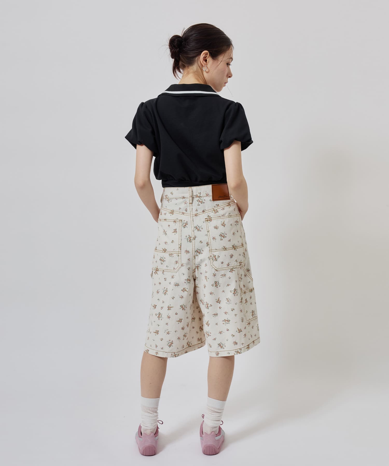 atmos pink Floral Work Half Pants WHITEの画像