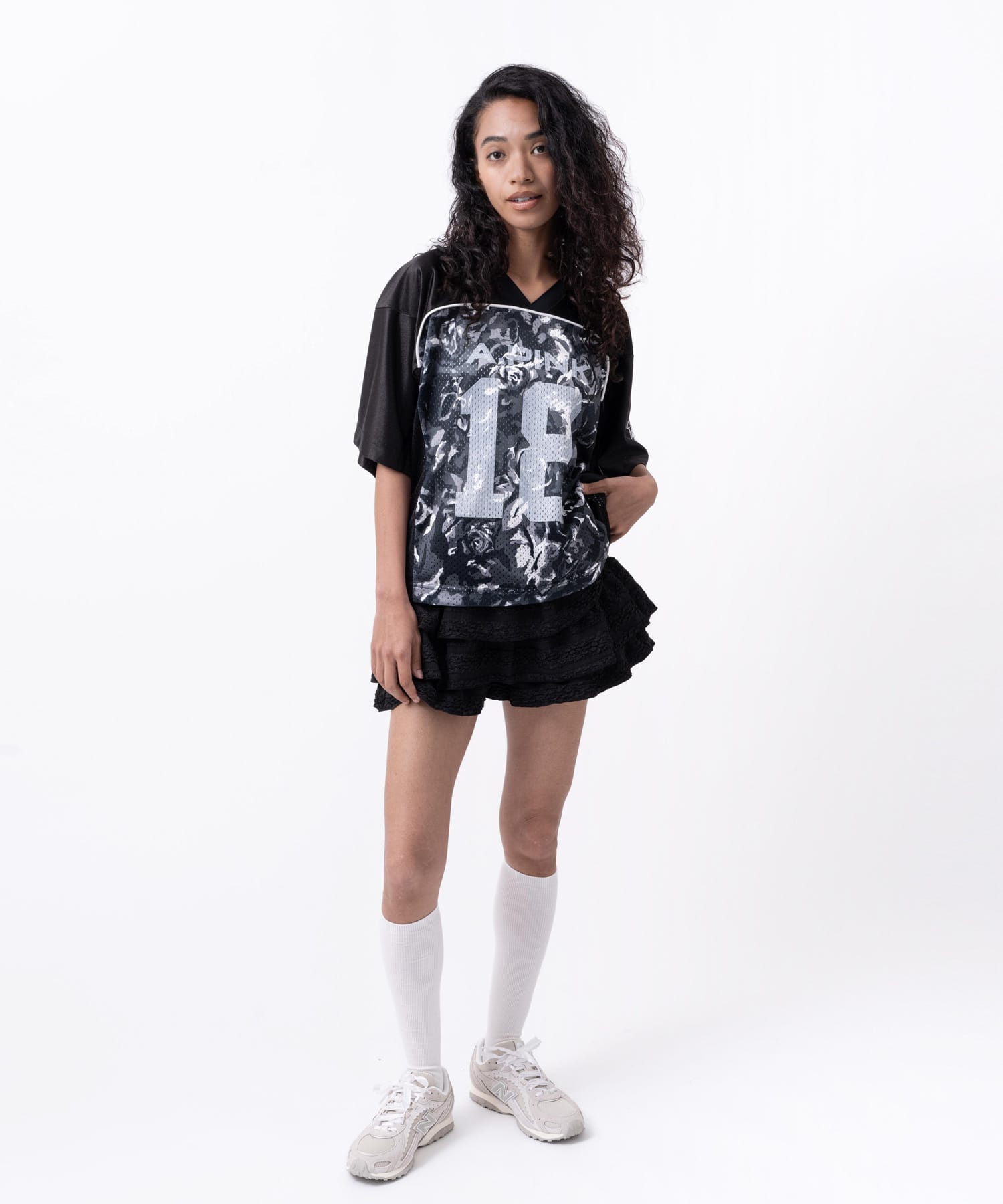 atmos pink Rose Camouflage Game Shirt BLACKの画像