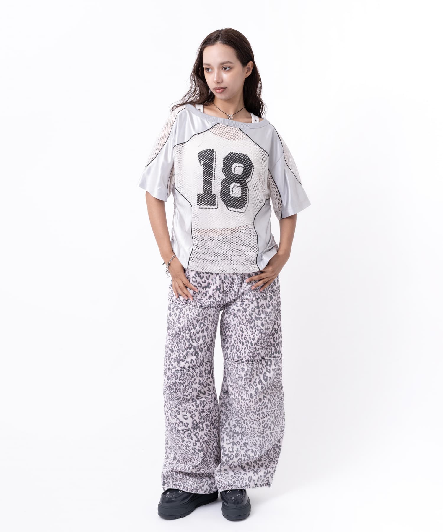 atmos pink Mesh Docking T-shirt GRAYの画像